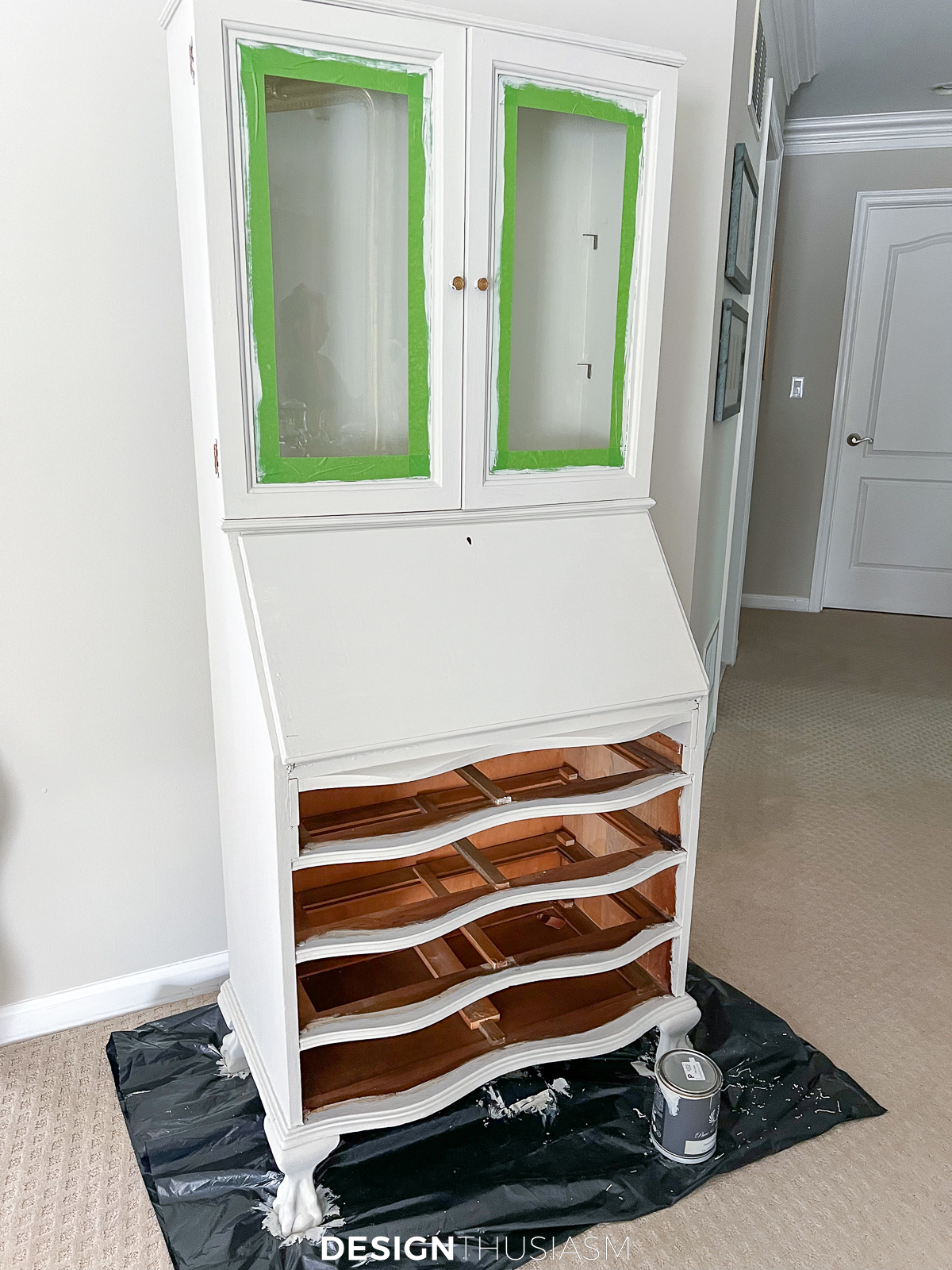 Painted desk with hutch base coat