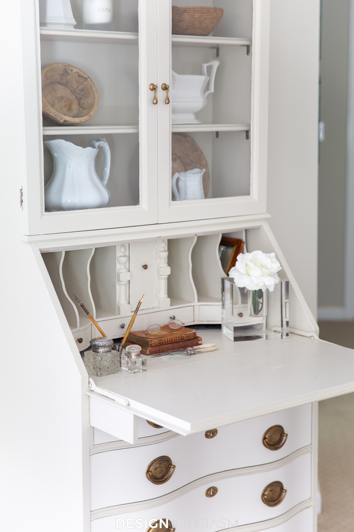 Painted desk with hutch styled shelves