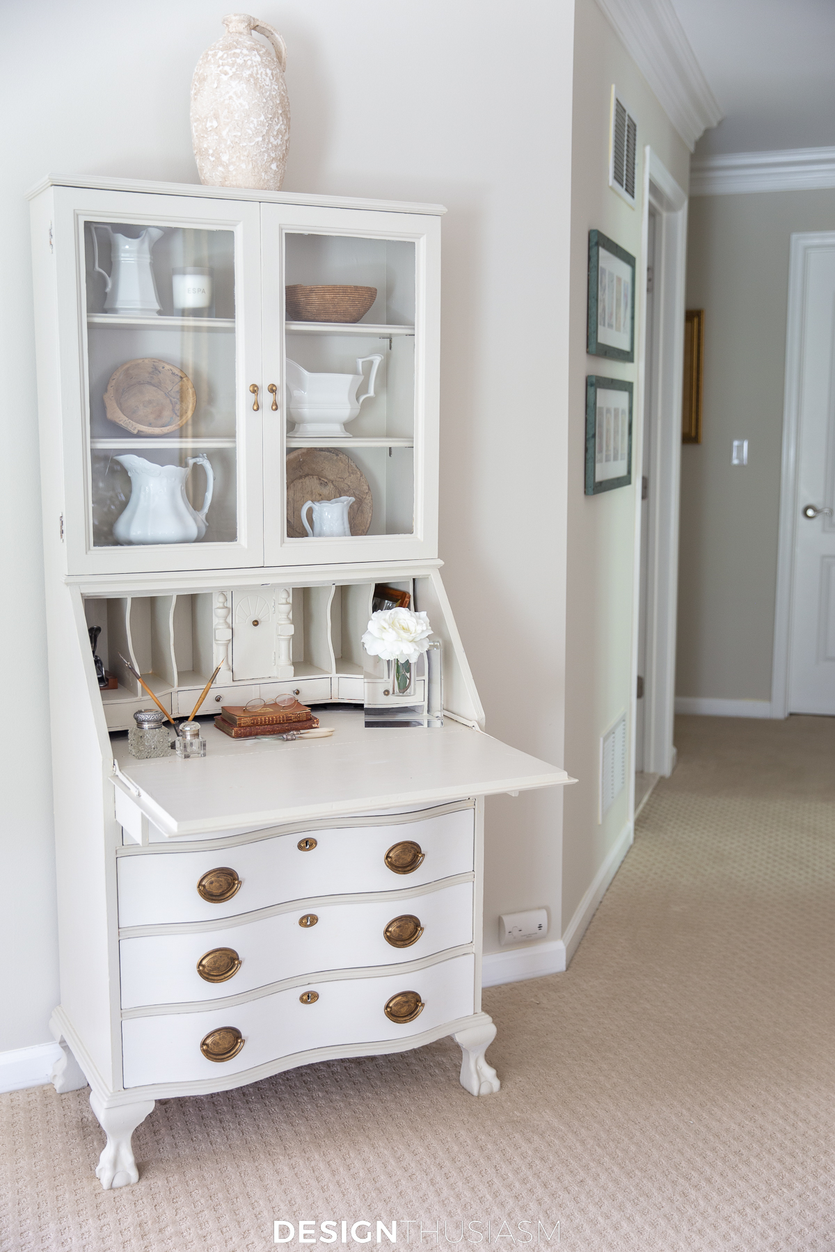 painted desk with hutch