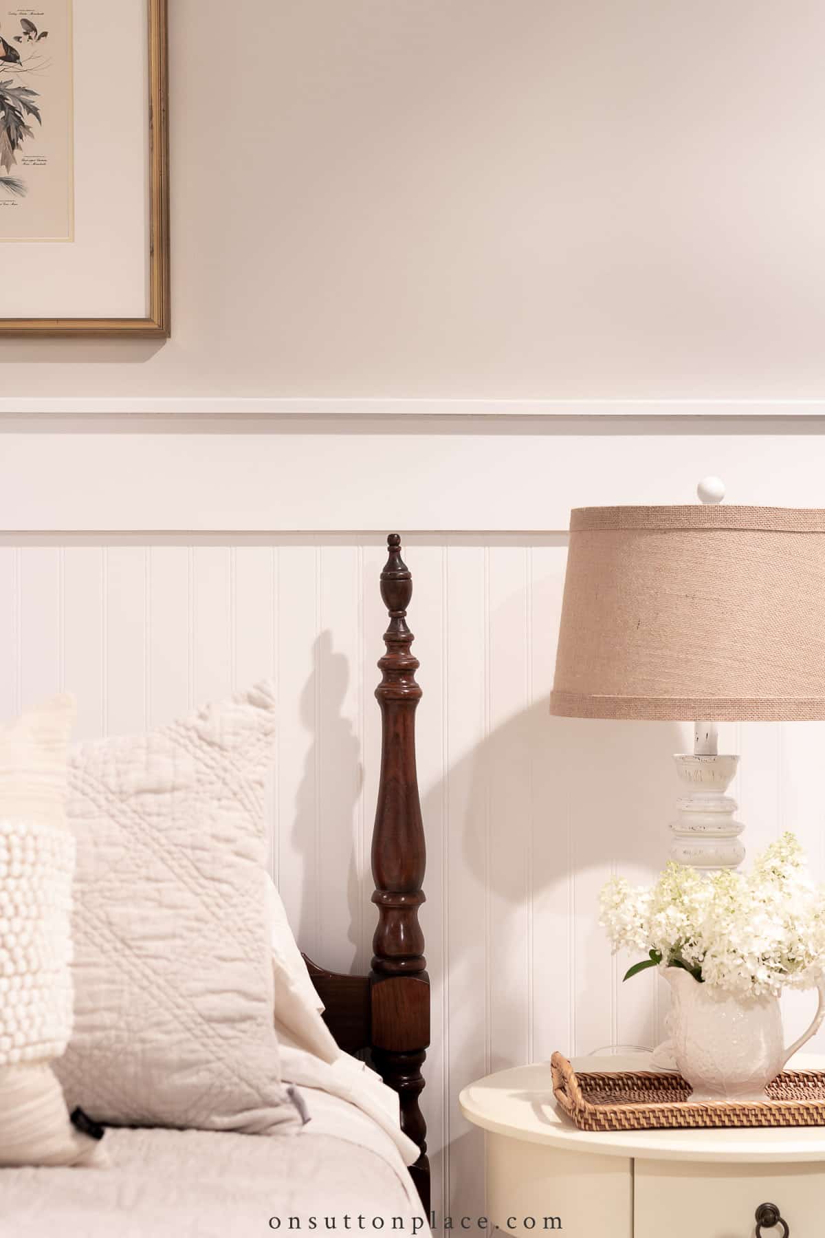 bed and bedside table