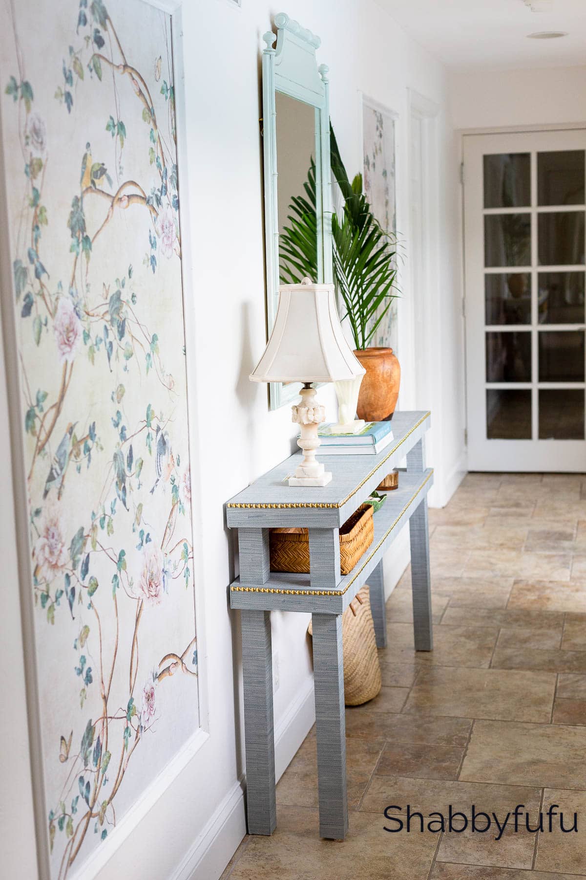 Shabbyfufu - DIY Grasscloth Console Table