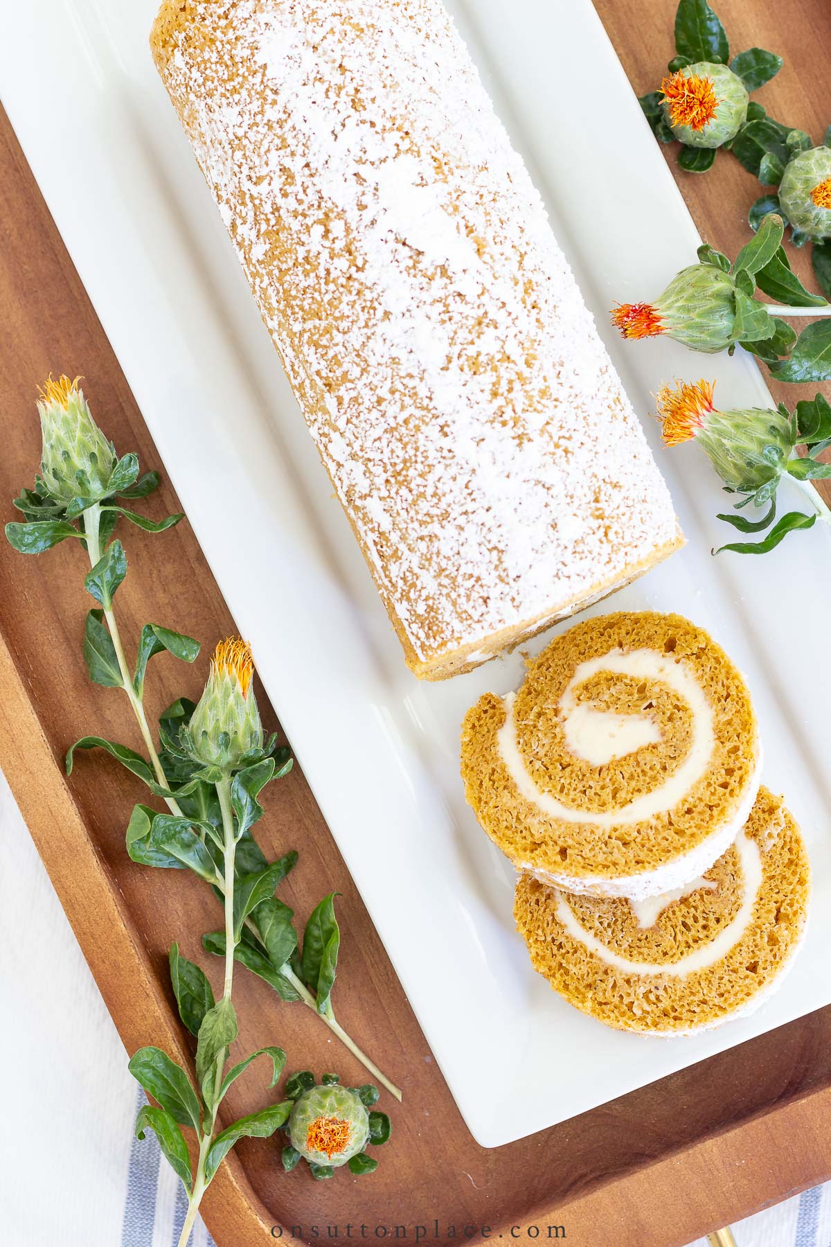 pumpkin roll on white plate