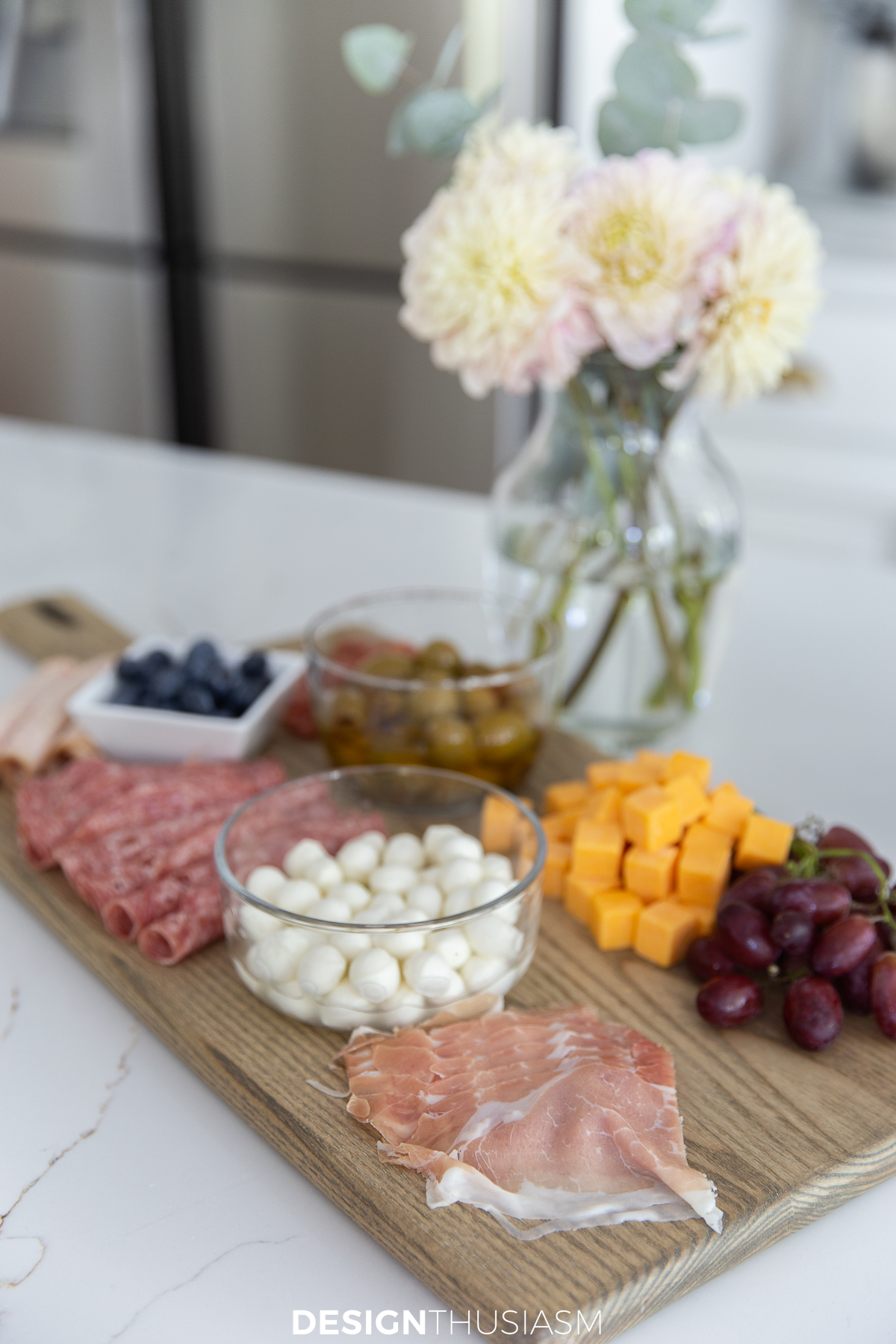 second step for building a charcuterie board