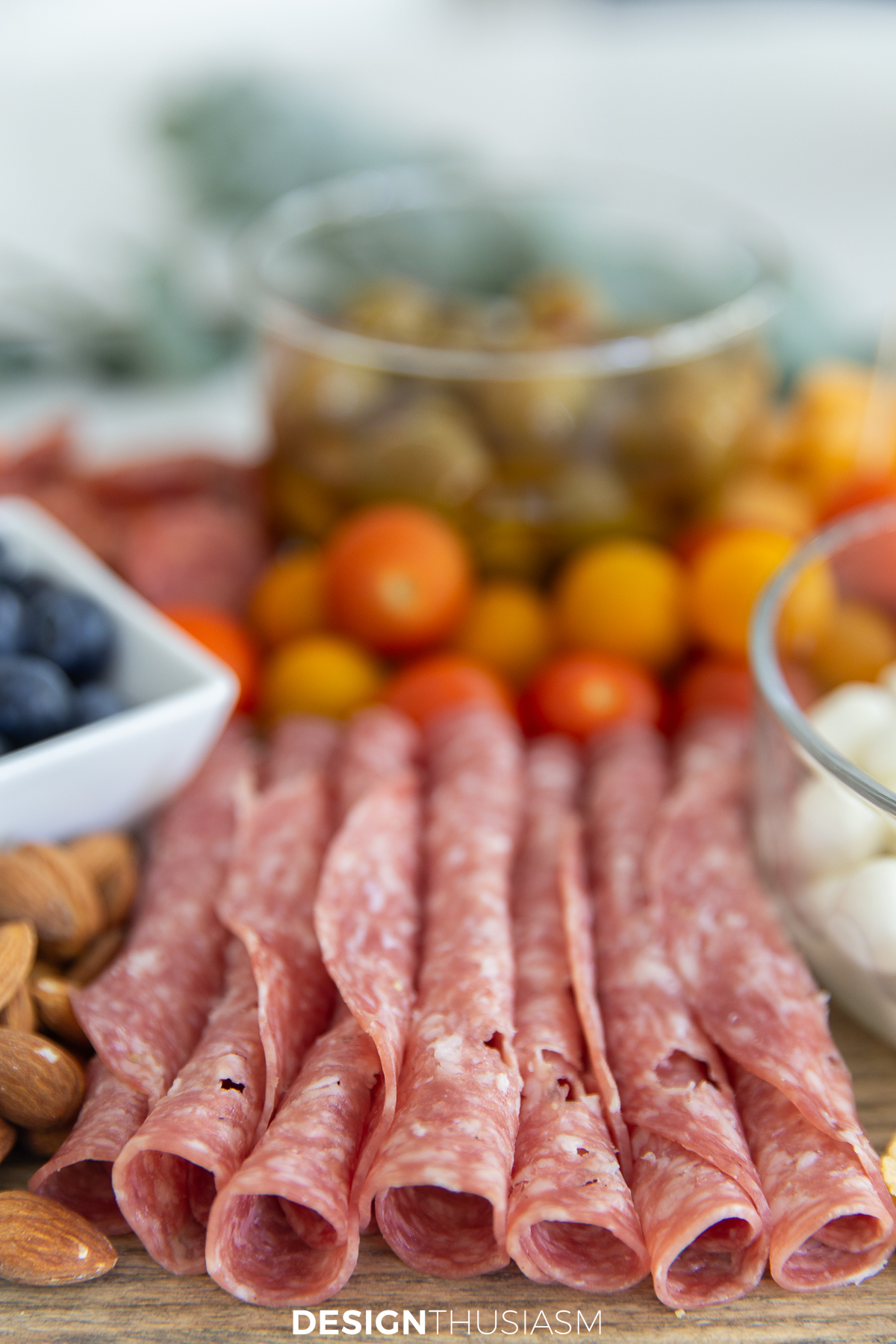 salami on charcuterie board