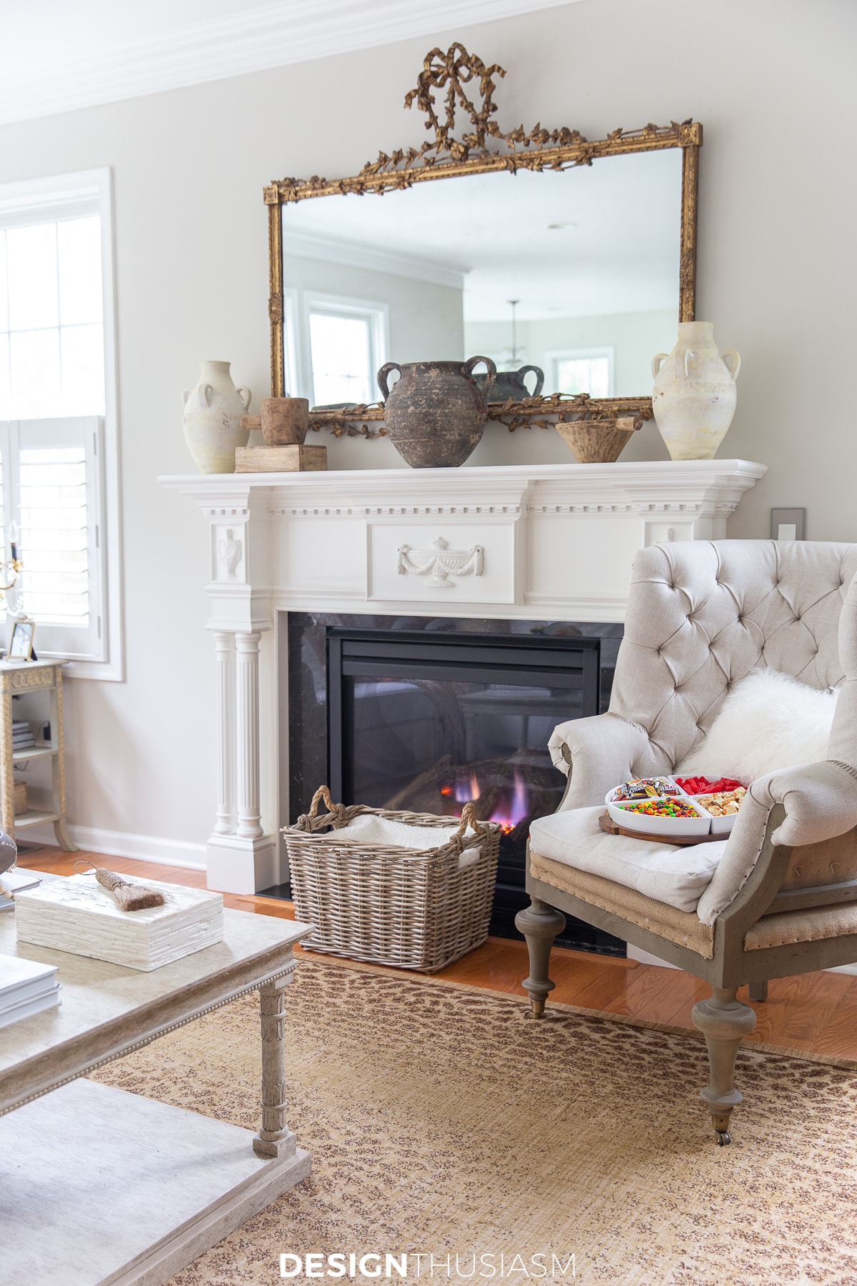 cozy fireplace in the family room
