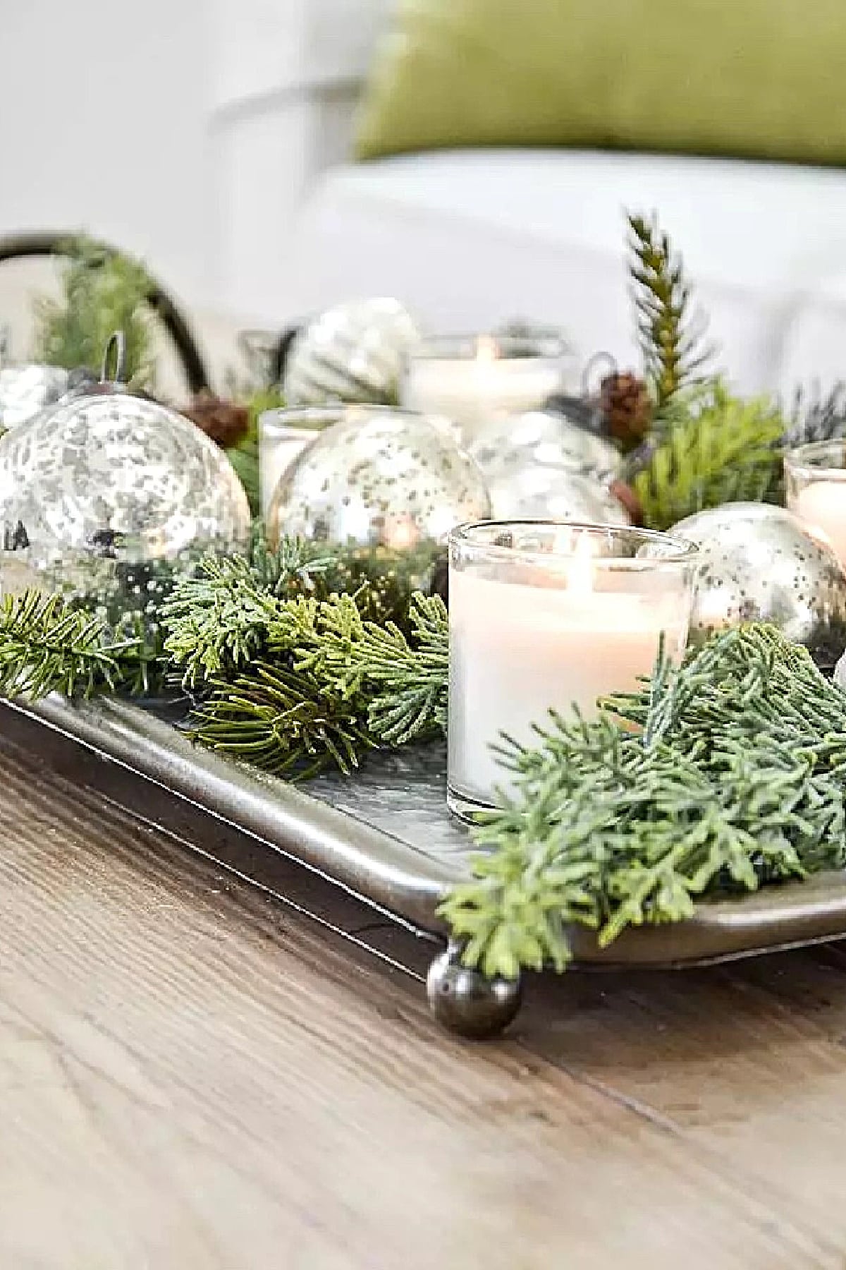 christmas greens in an arrangement