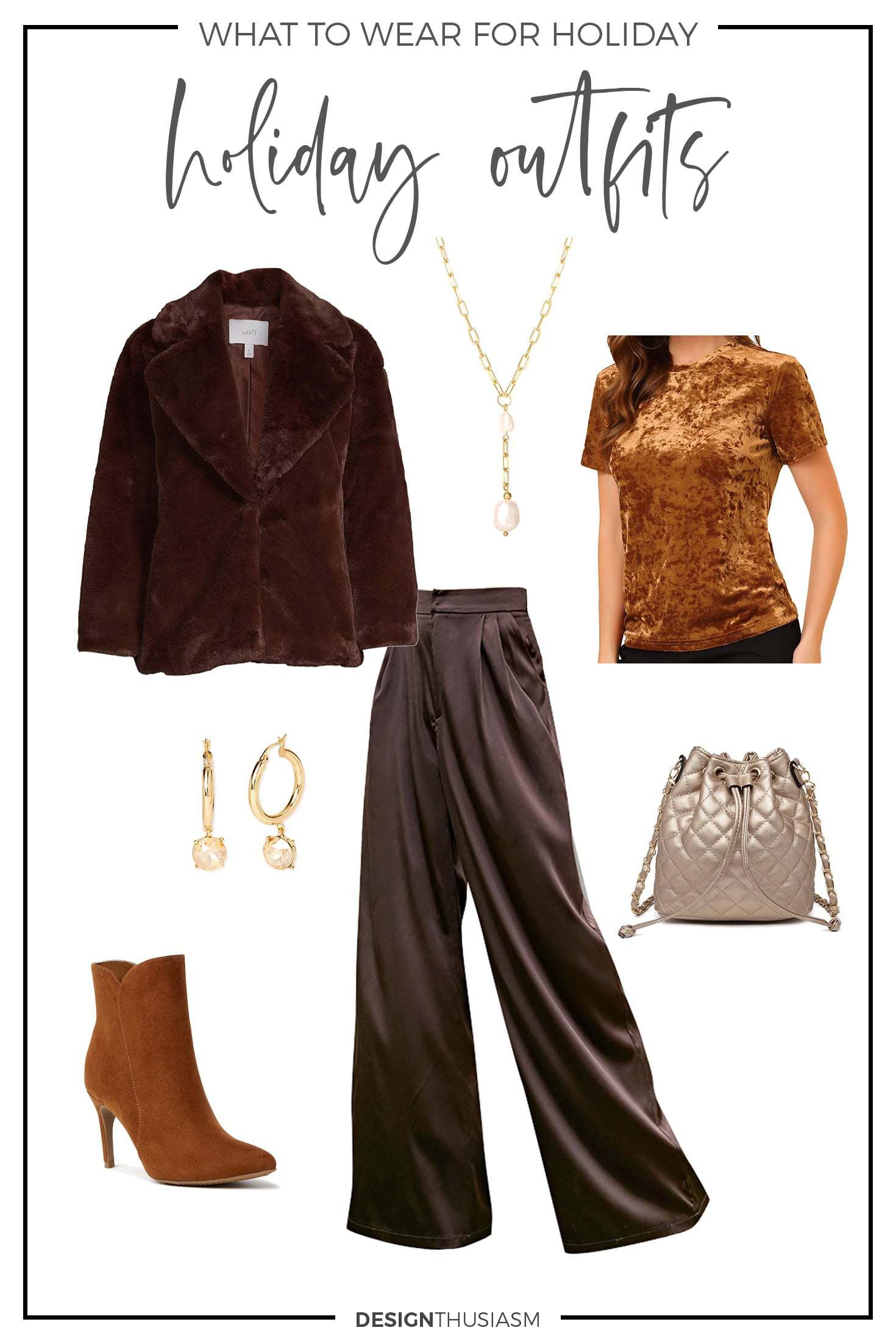 Holiday Outfit Ideas with faux fur jacket