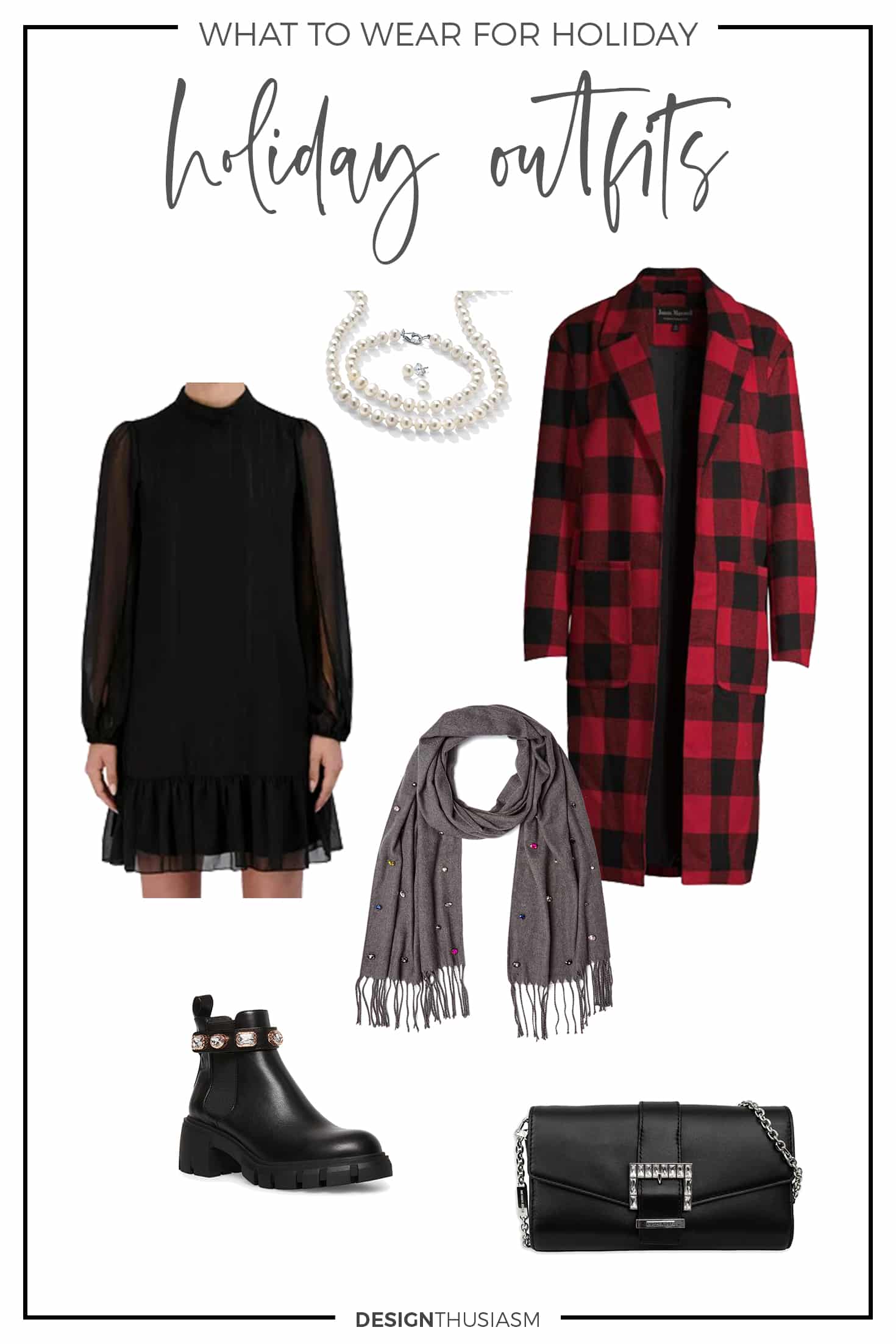 Holiday Outfit Ideas with black party dress