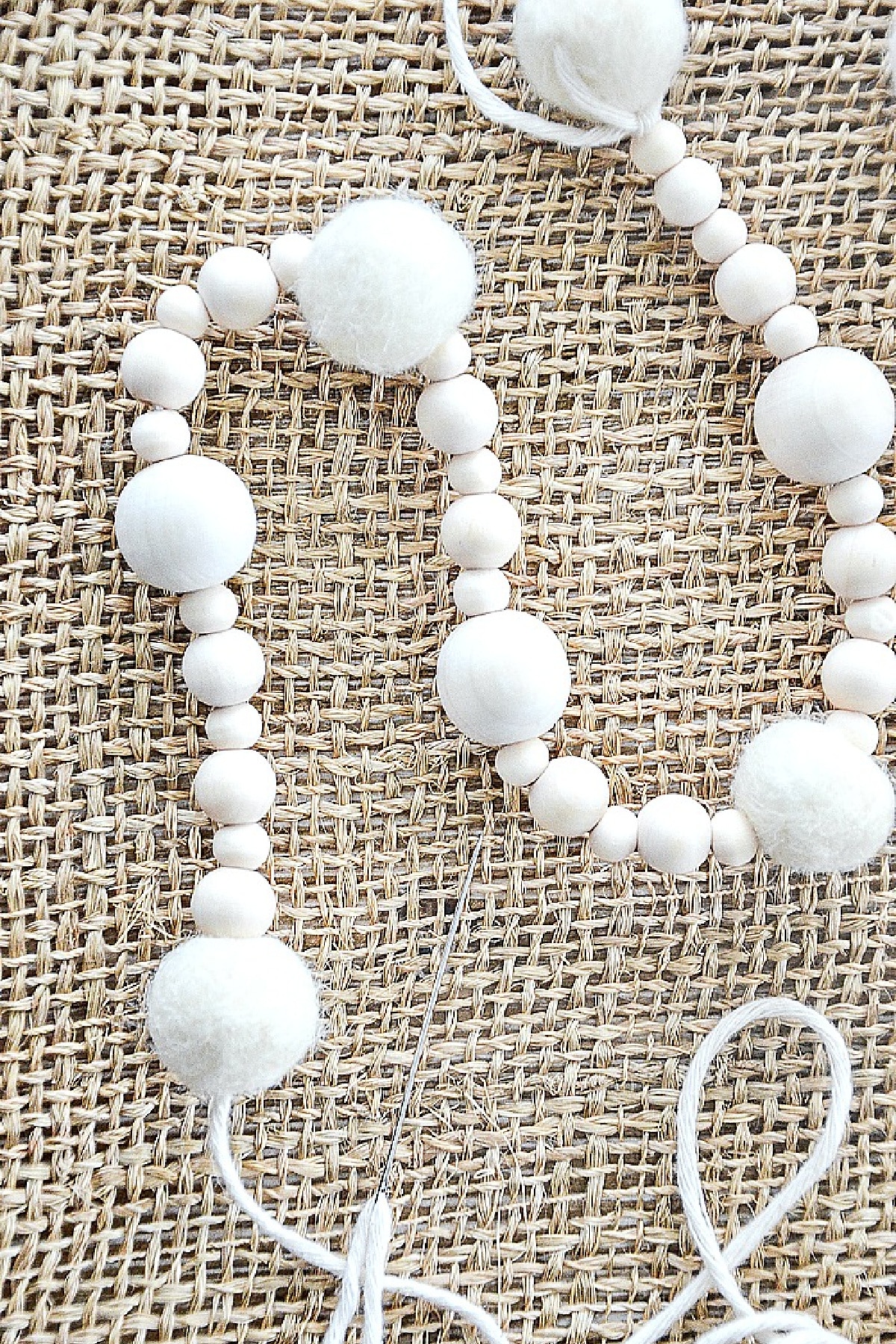StoneGable- Winter Bead and Wool Ball Garland