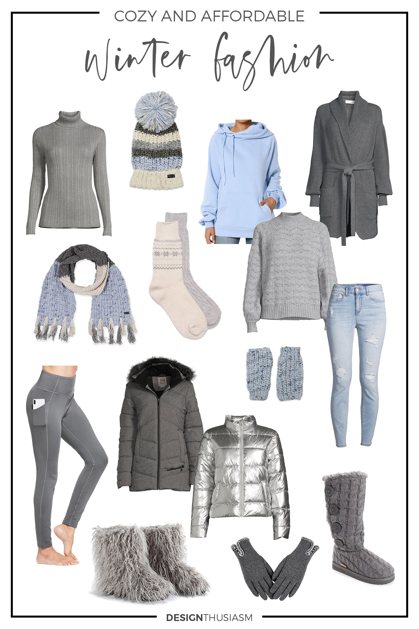 winter fashion ice blue + grey