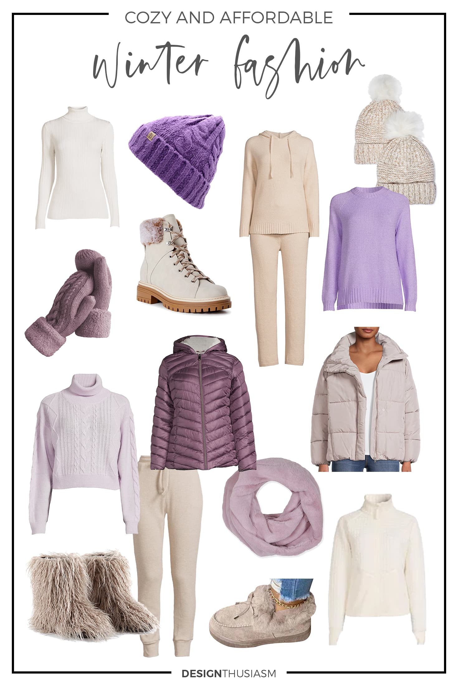 winter fashion lilac and oatmeal