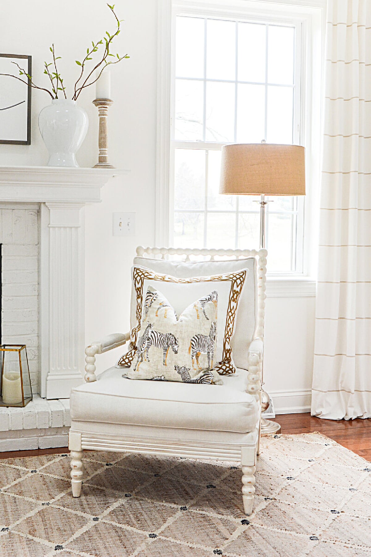 WWW #83- STONEGABLE- spindle pillow in the living room