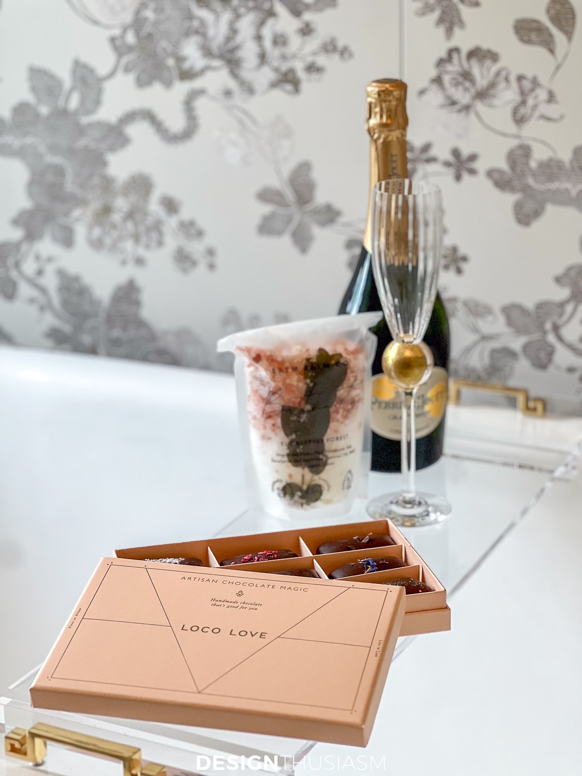 chocolates and champagne in the tub