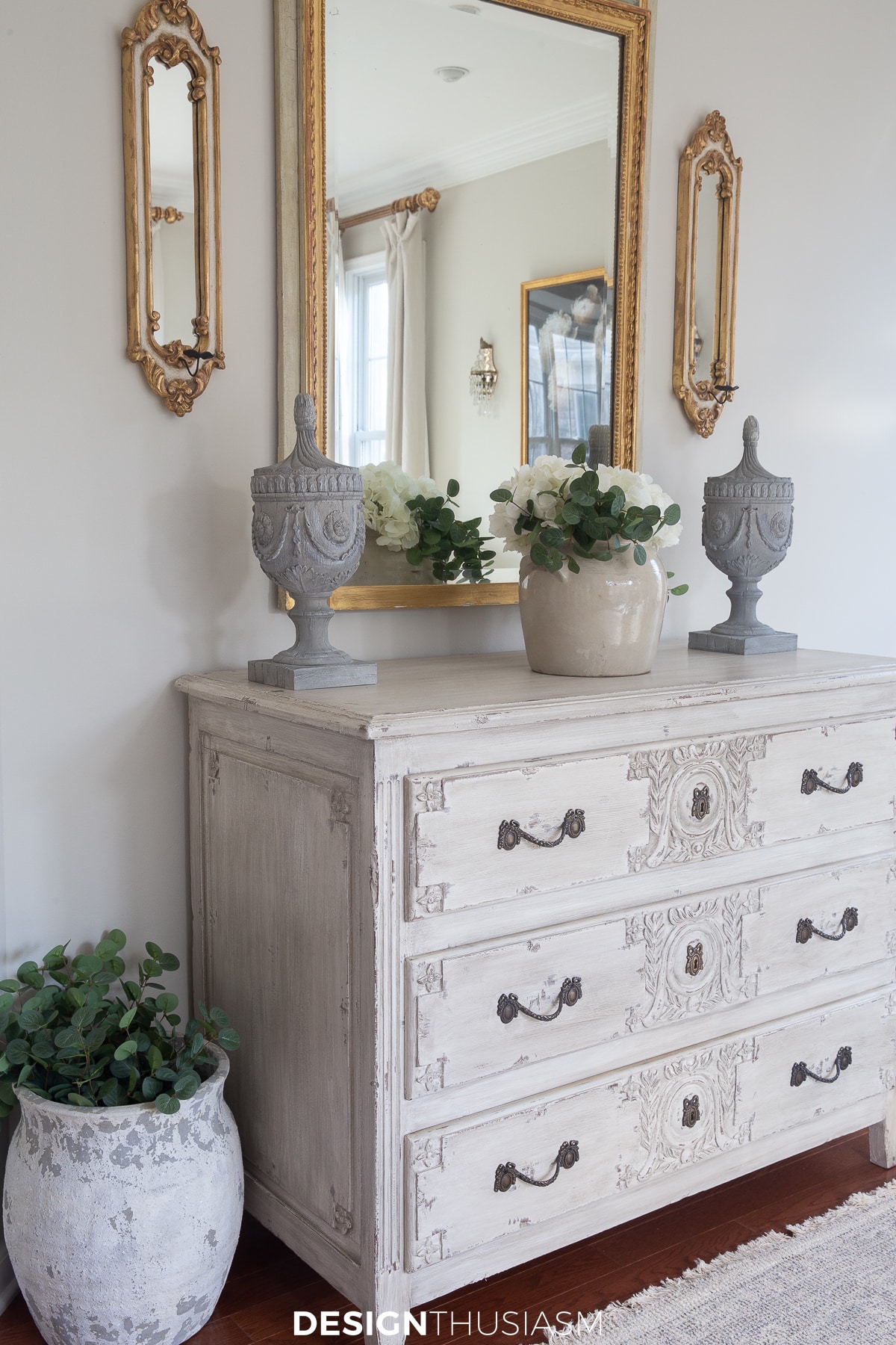 French style chest with distressed paint