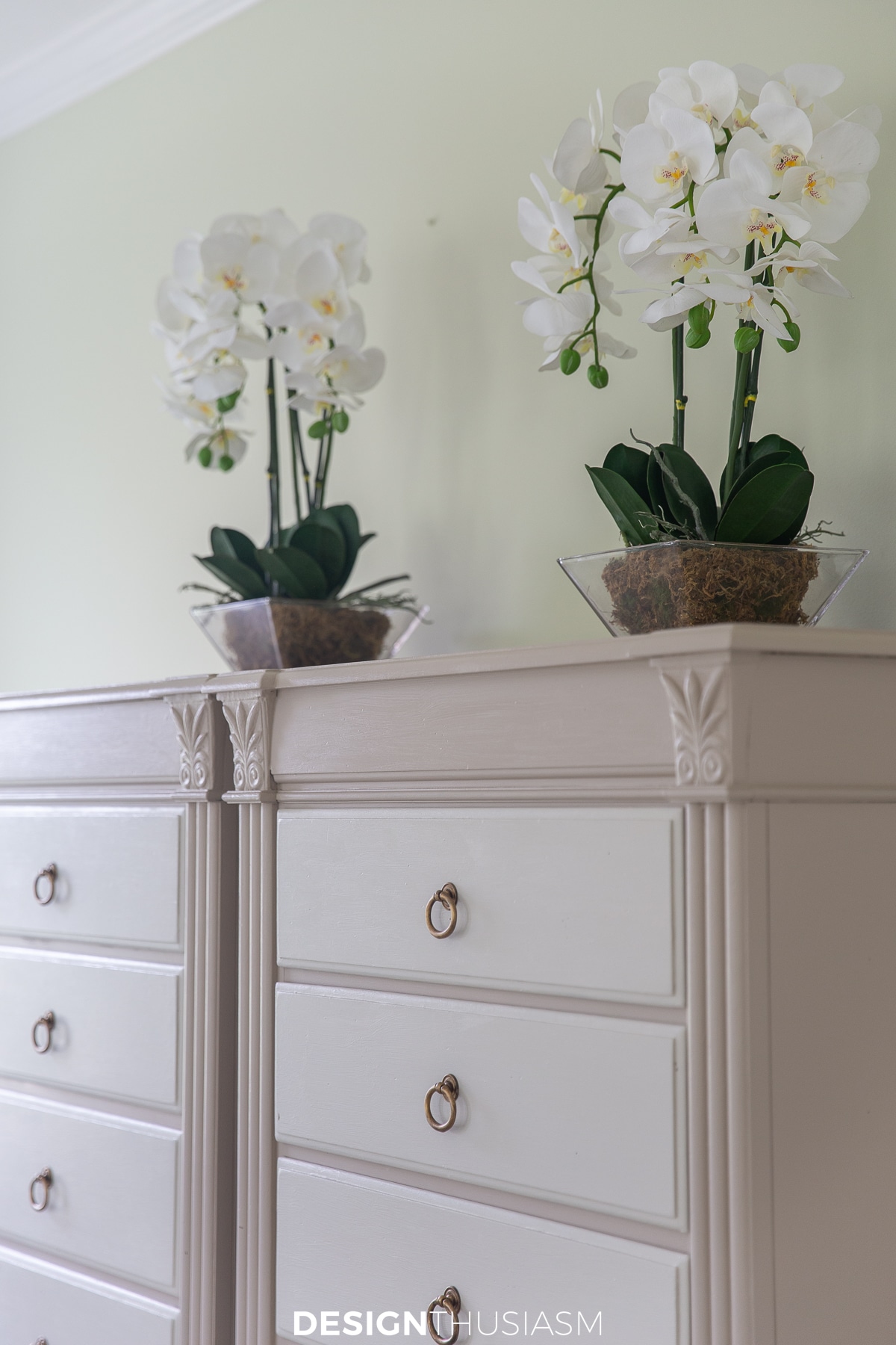 pair of tall two-tone French style chests