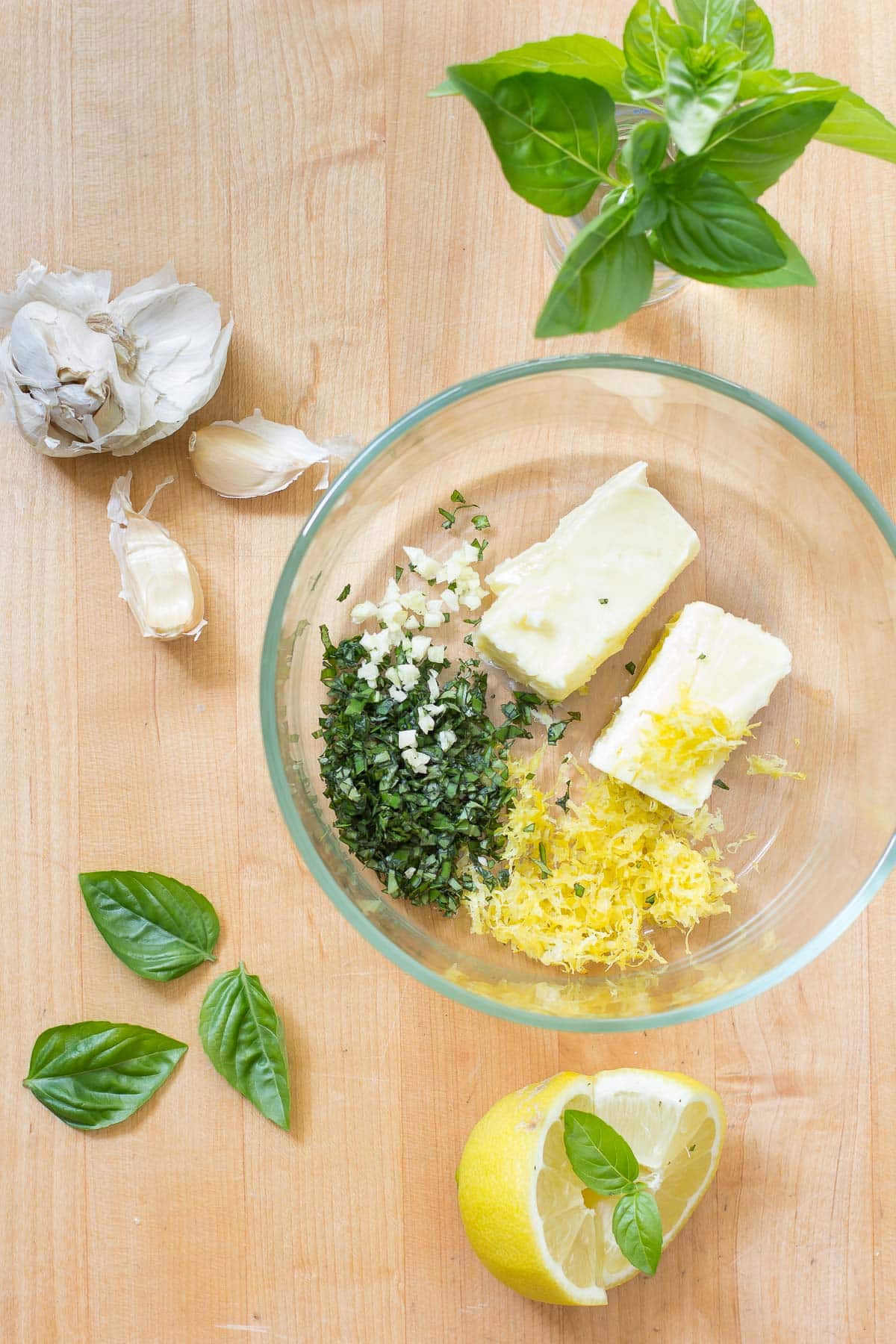 homemade butter with garlic and basil