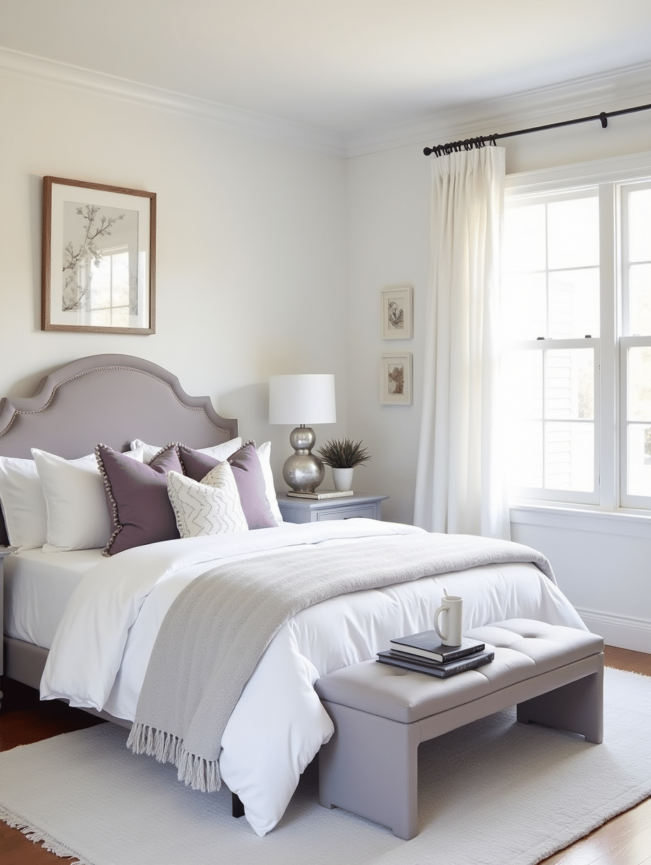 lilac and grey bedroom