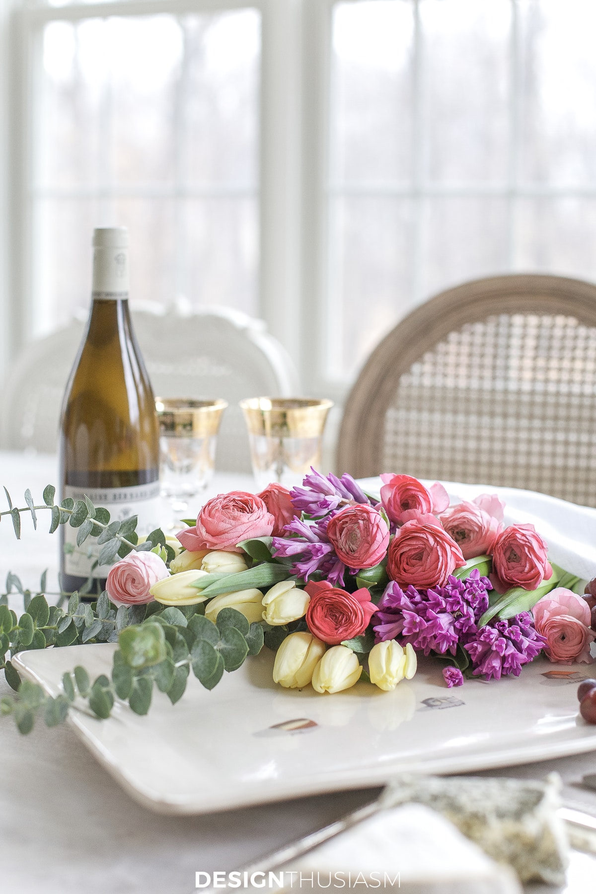 flowers on a serving tray for easy entertaining