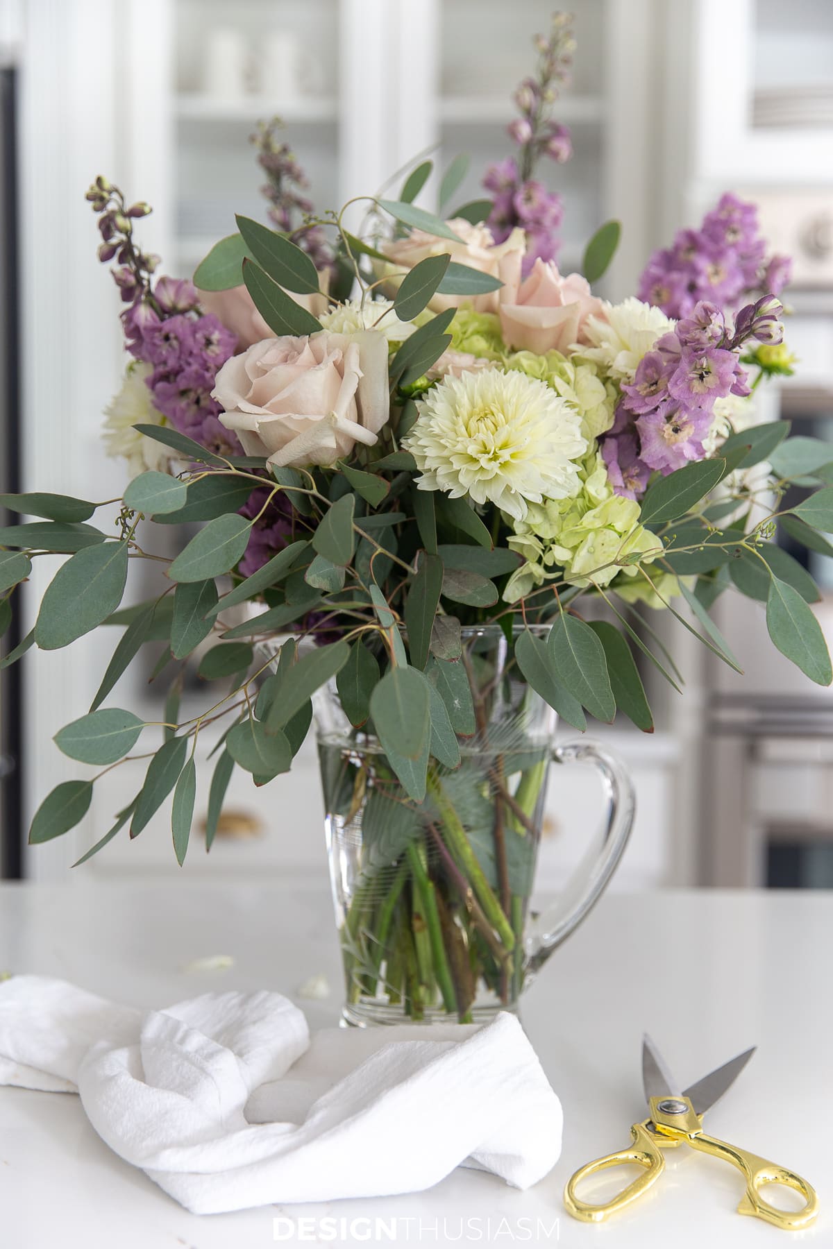 floral bouquet in the kitchen
