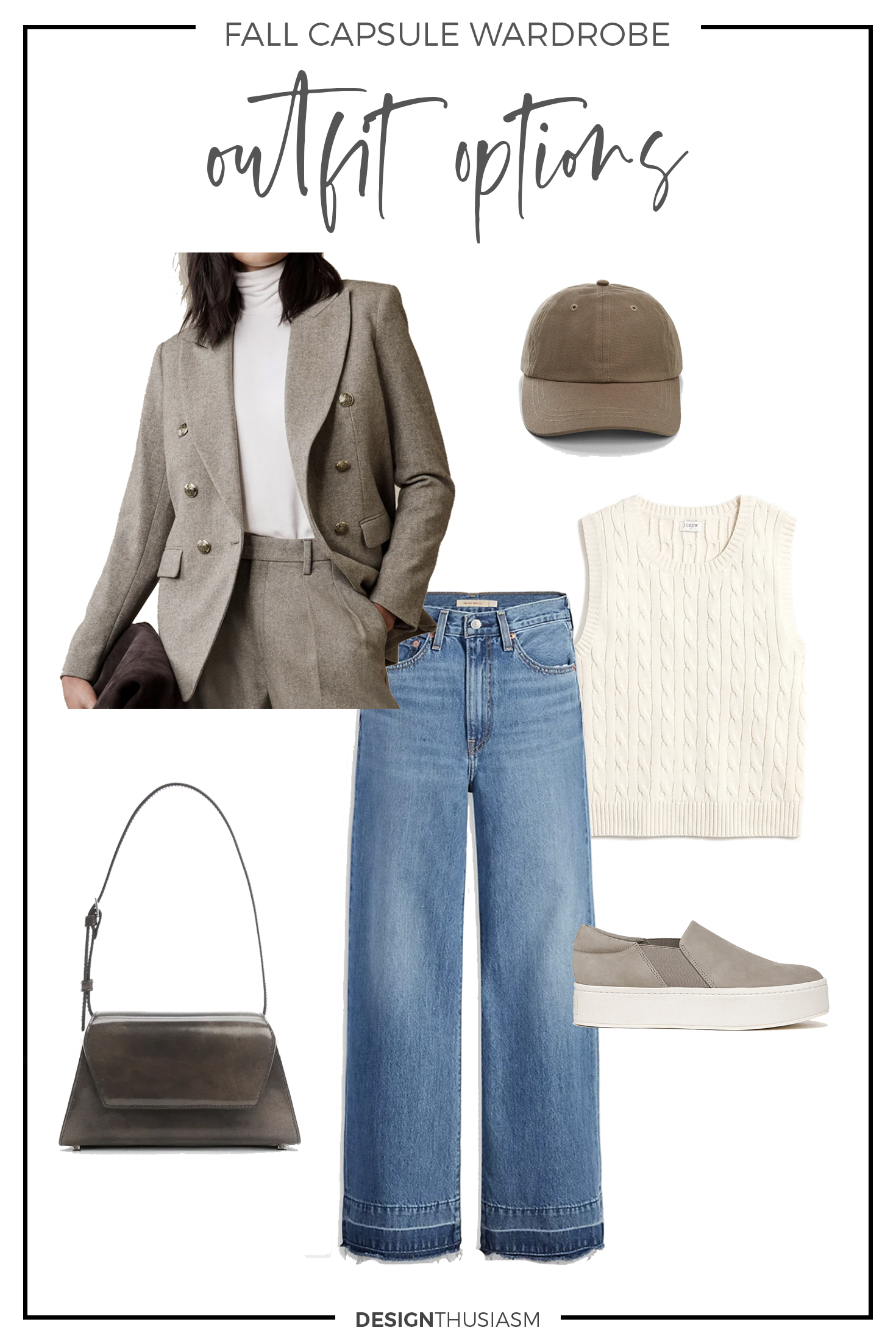 Fall Outfit Options with wide leg baggy jeans and hourglass jacket