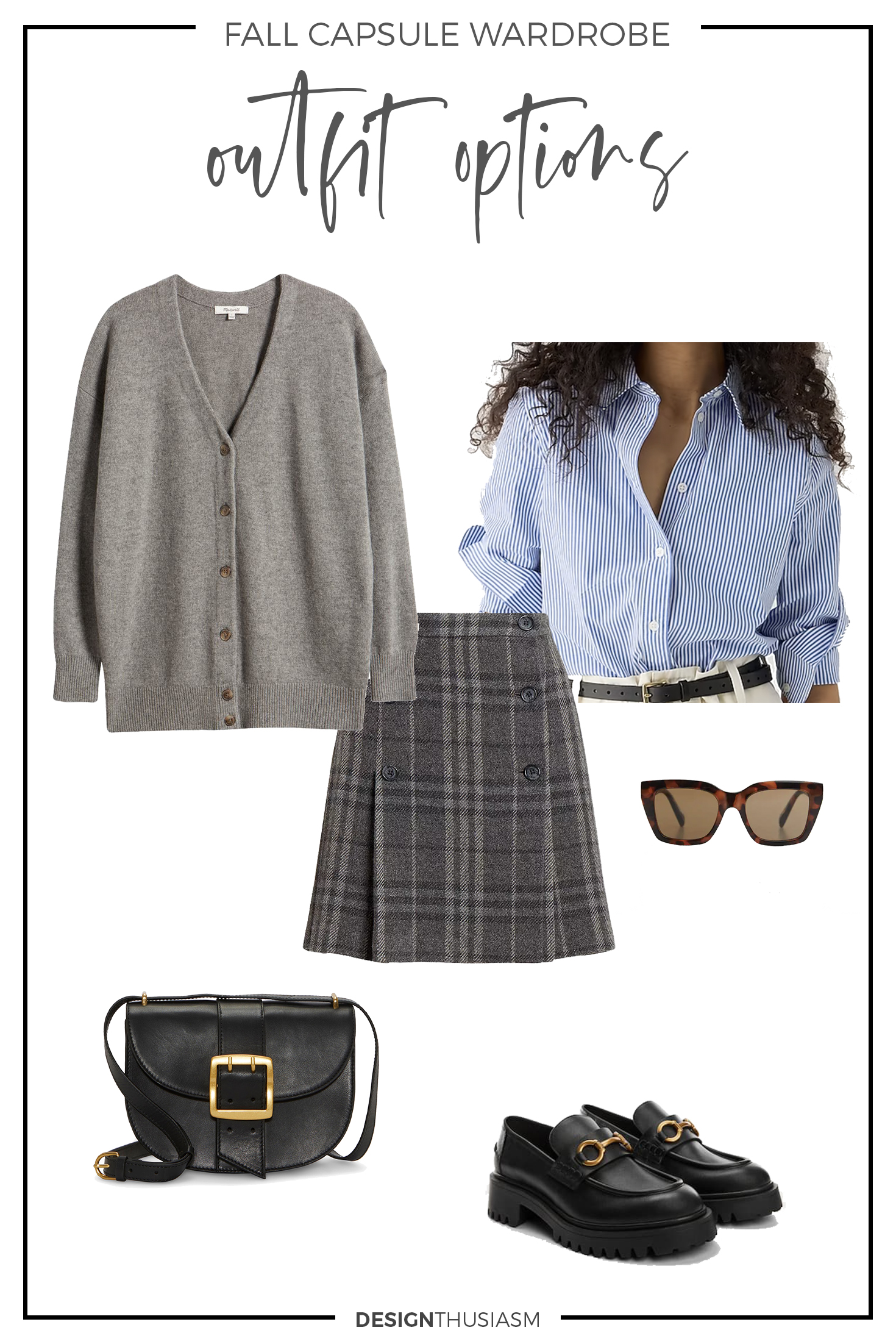 Fall Outfit Options with plaid skirt and cardigan