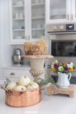 Vintage fall decor on kitchen counter
