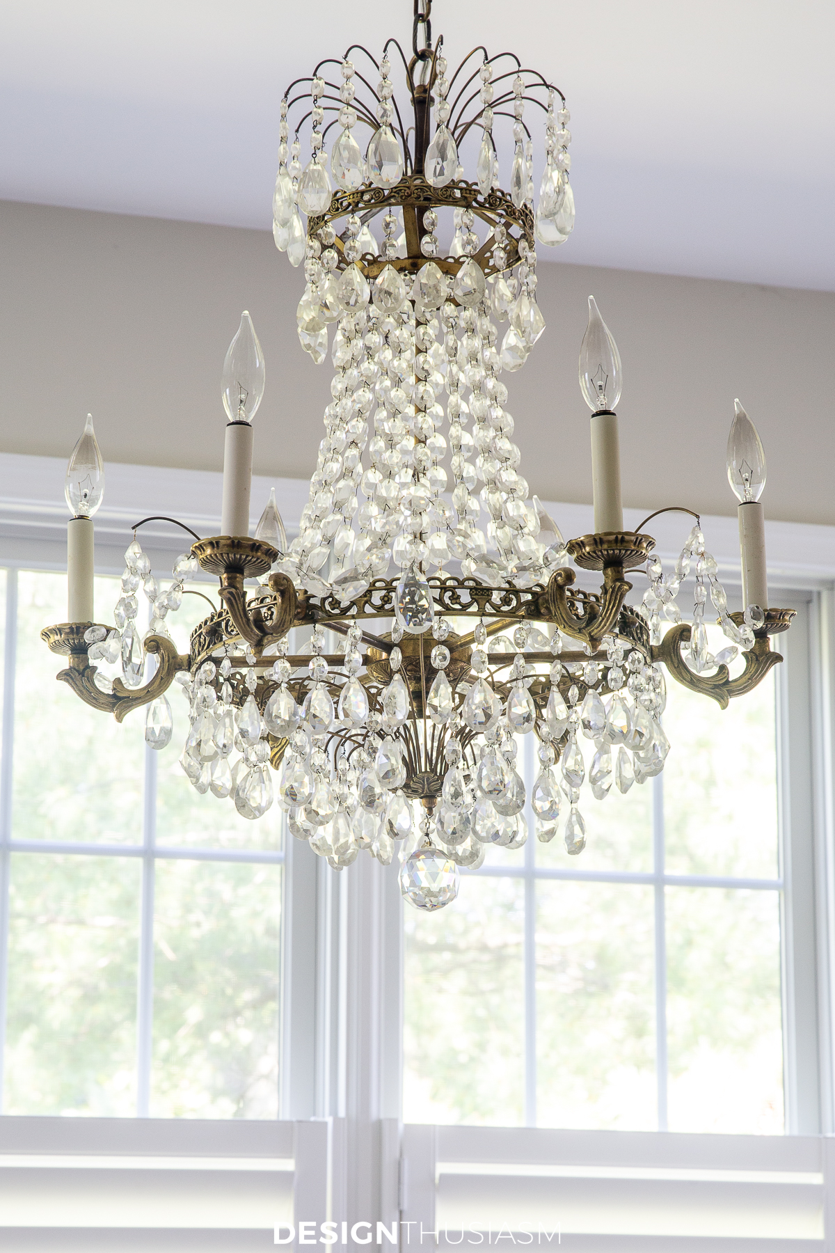 vintage french empire crystal basket light fixture