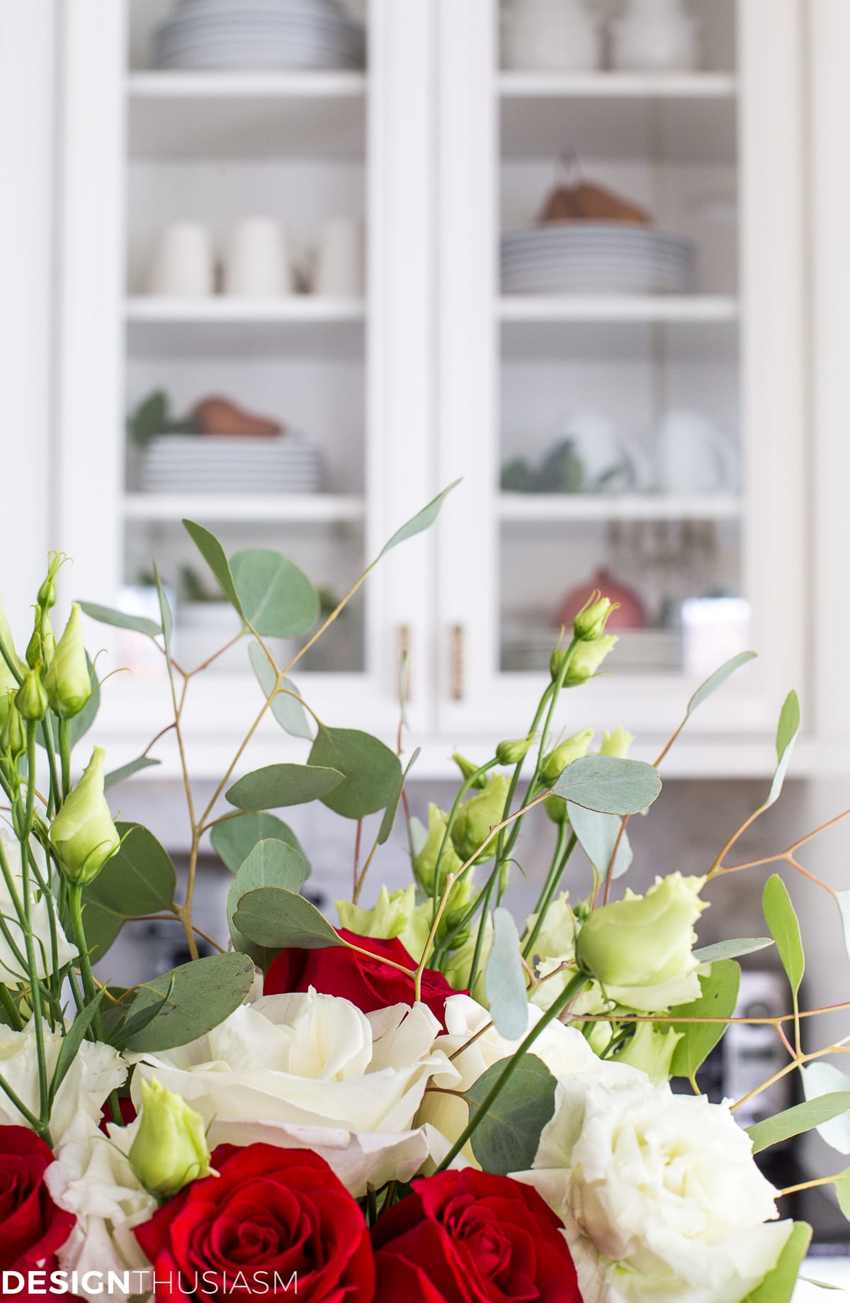 flowers in a french country kitchen