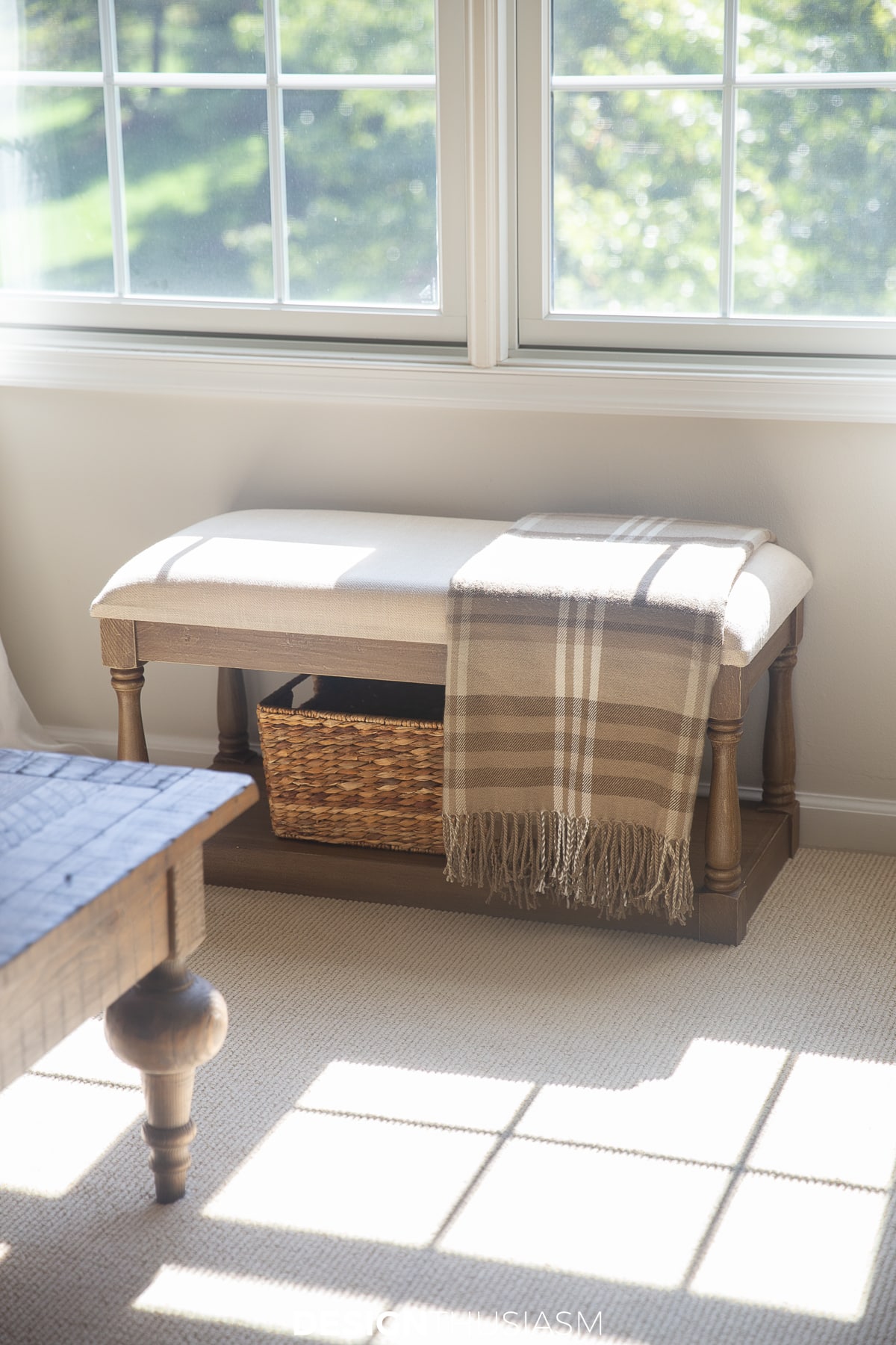 small sitting room storage bench