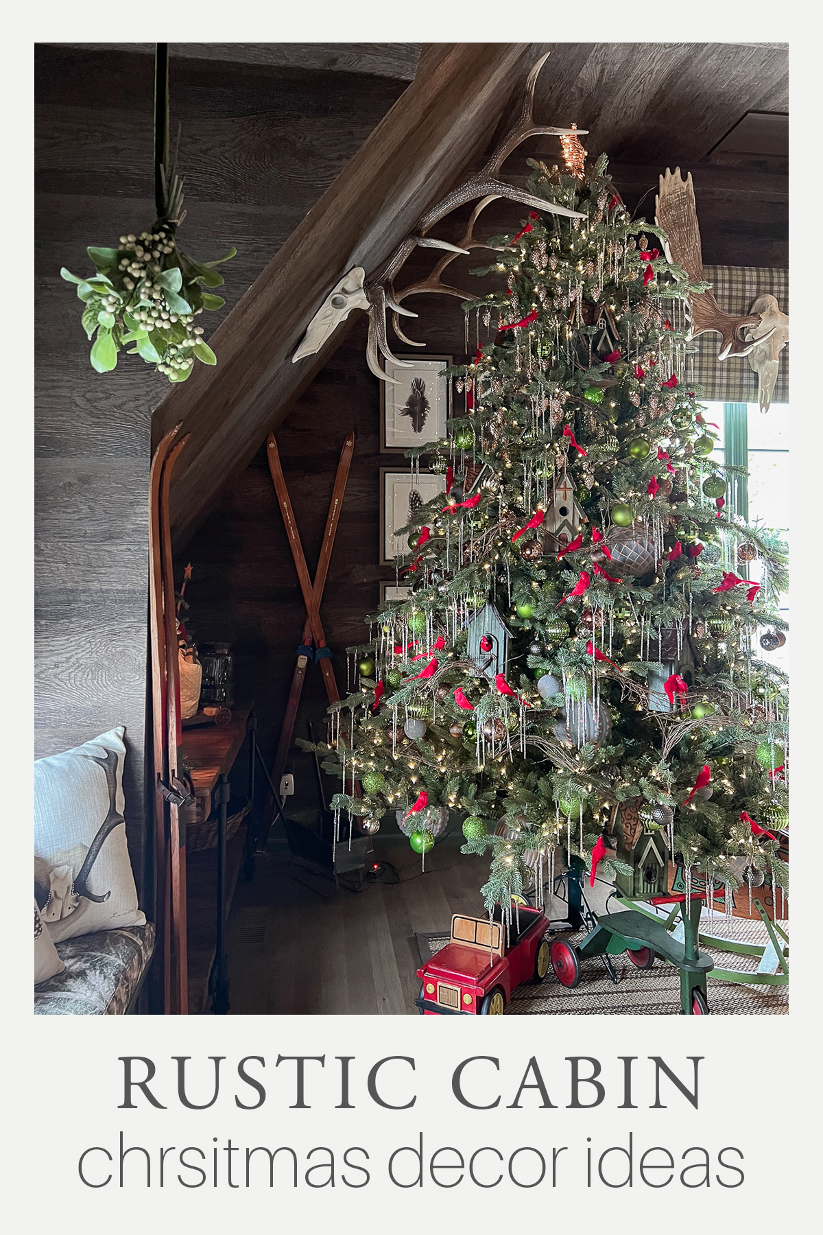 cozy cabin with rustic christmas decorations
