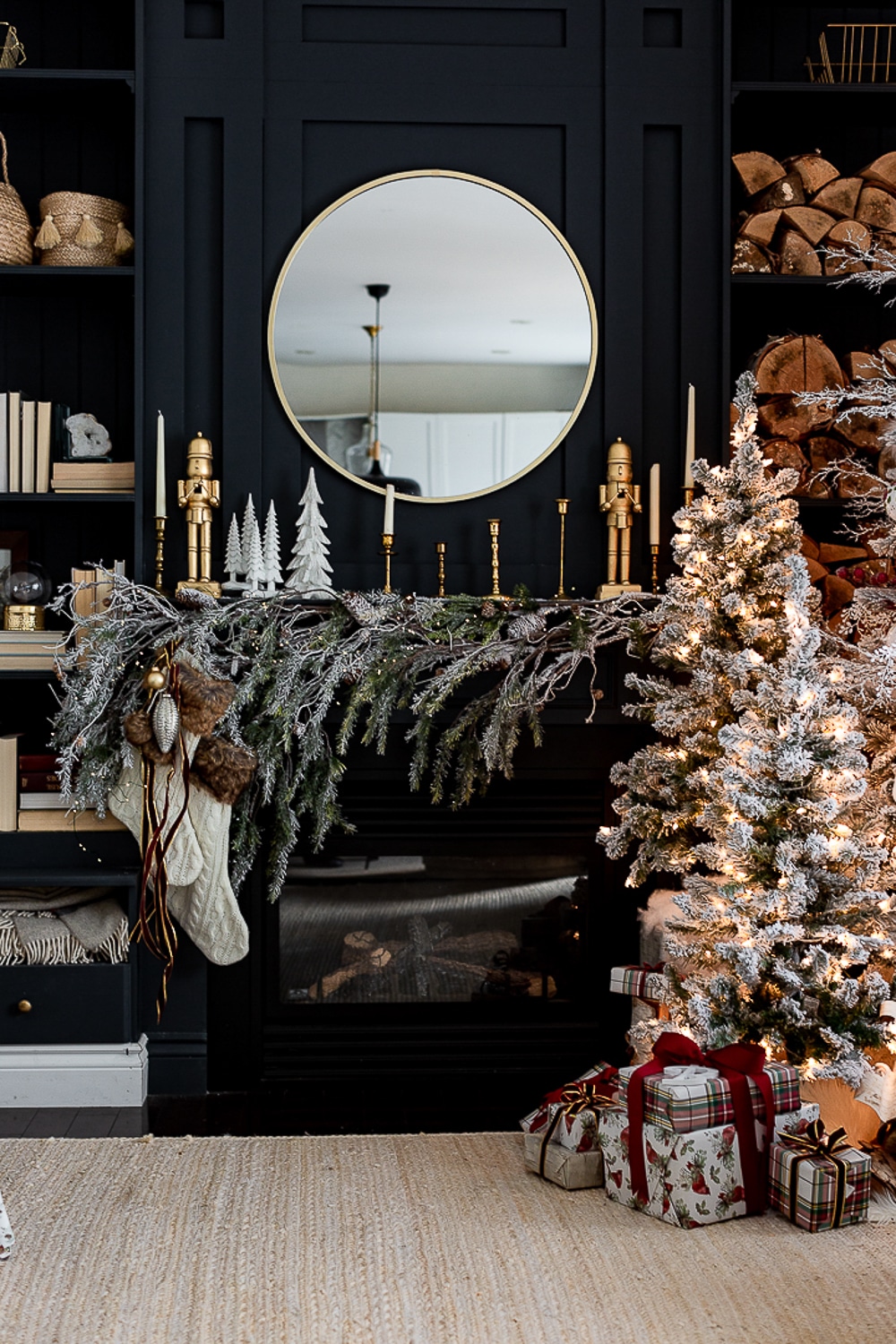 Christmas mantel with golden metallics