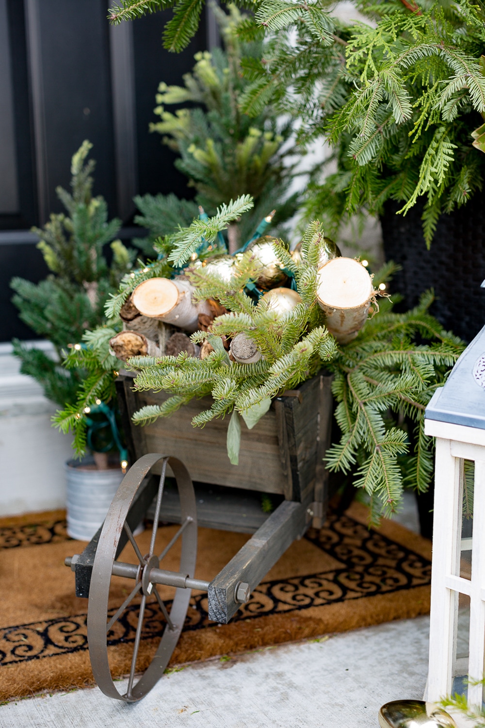 Christmas porch wheelbarrow
