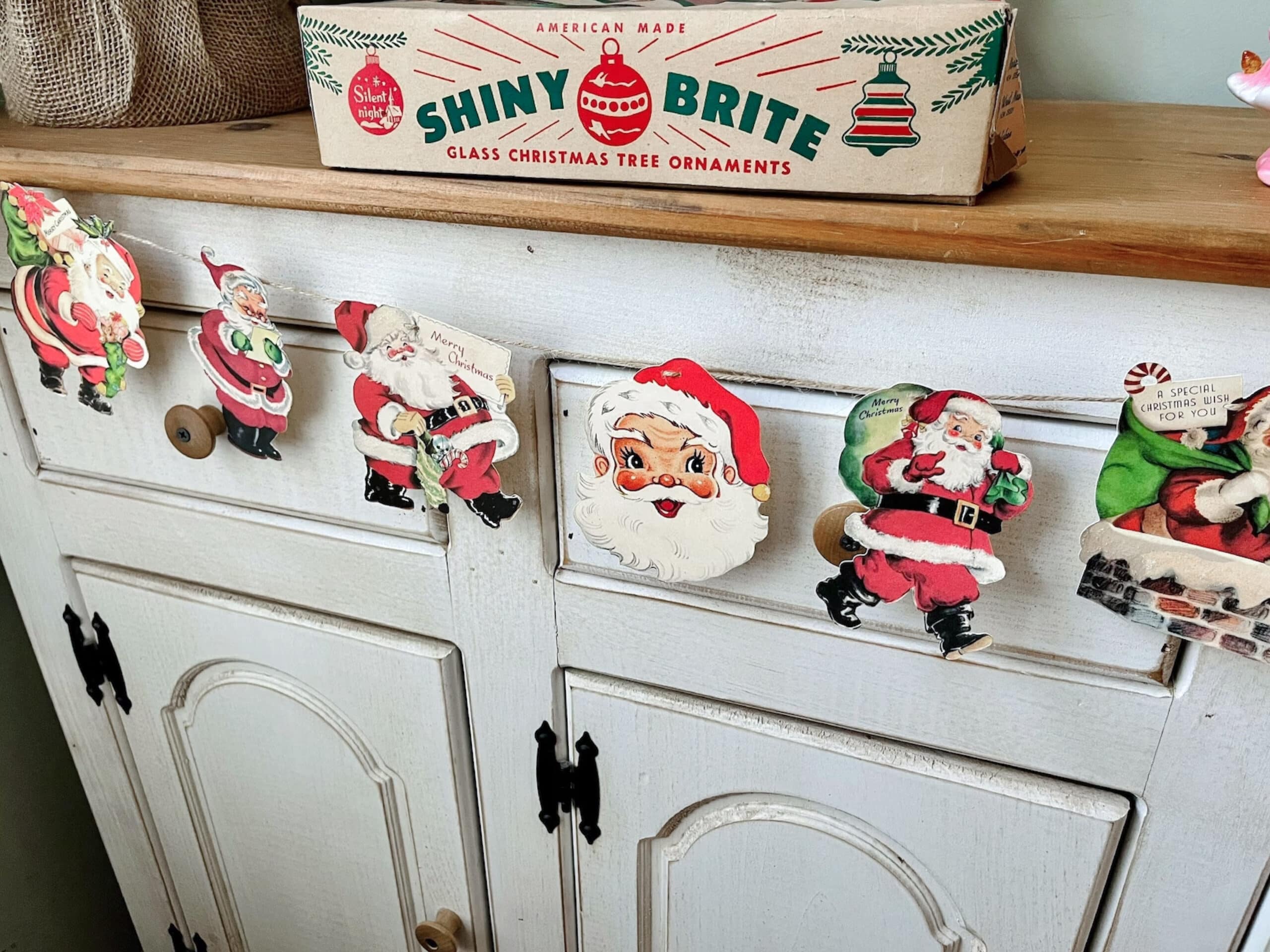 vintage Christmas decor Santa banner