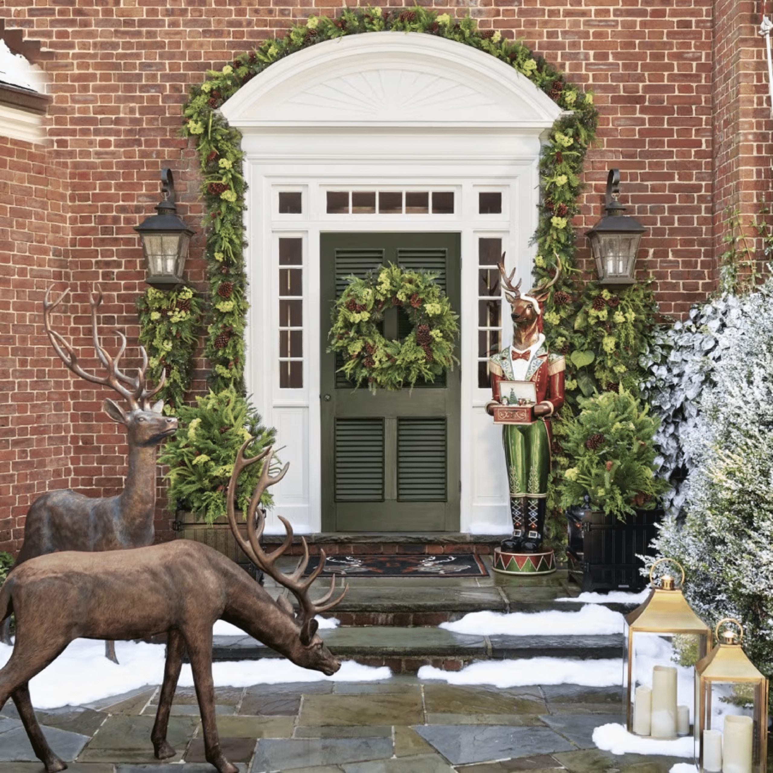 Christmas porch with reindeer