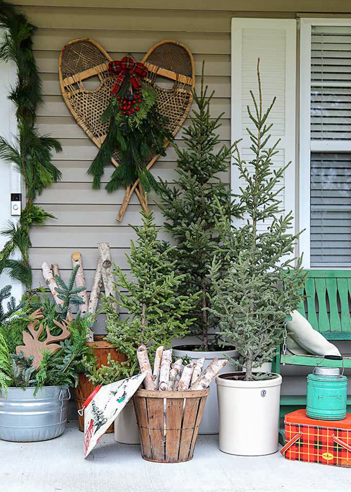 vintage Christmas decor planters
