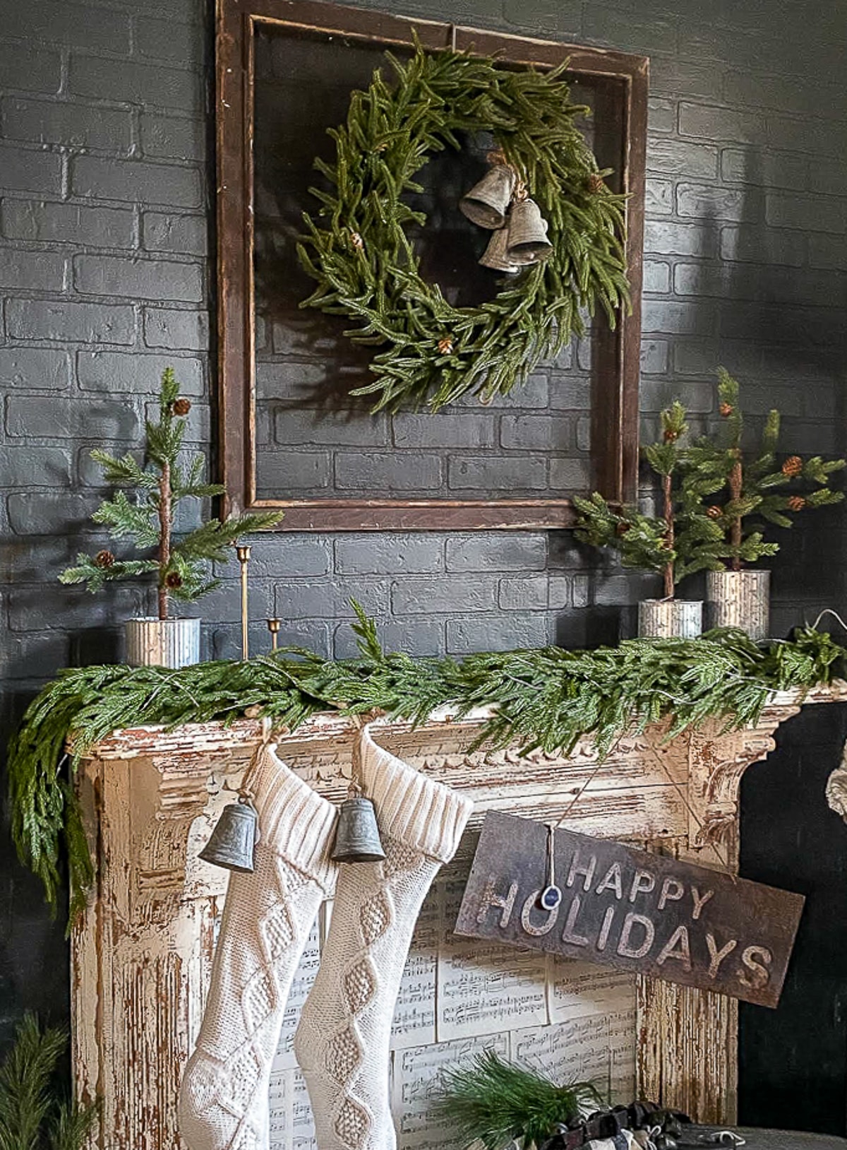 vintage Christmas decor mantel decor