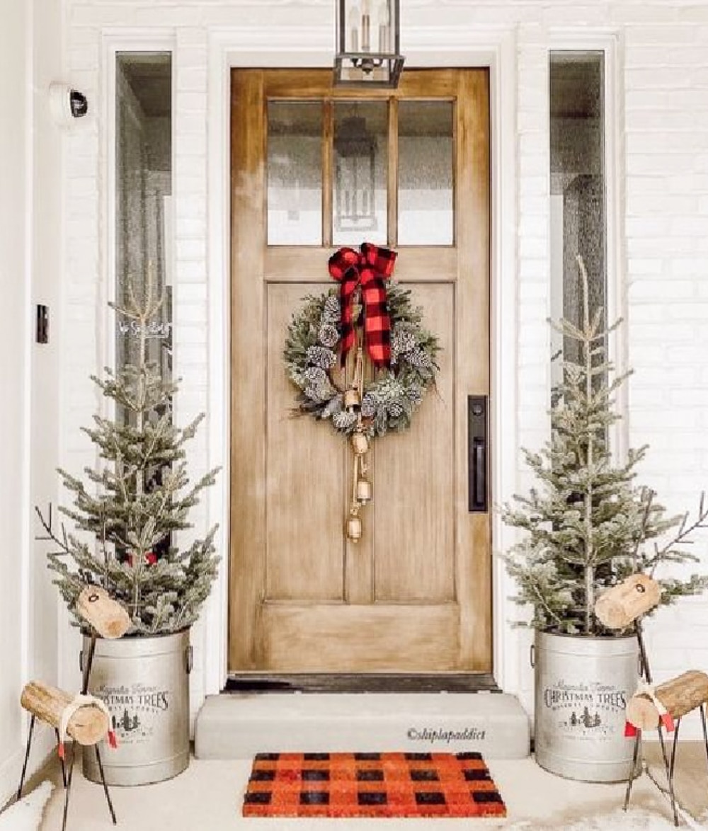 Christmas porch with bells and plaid