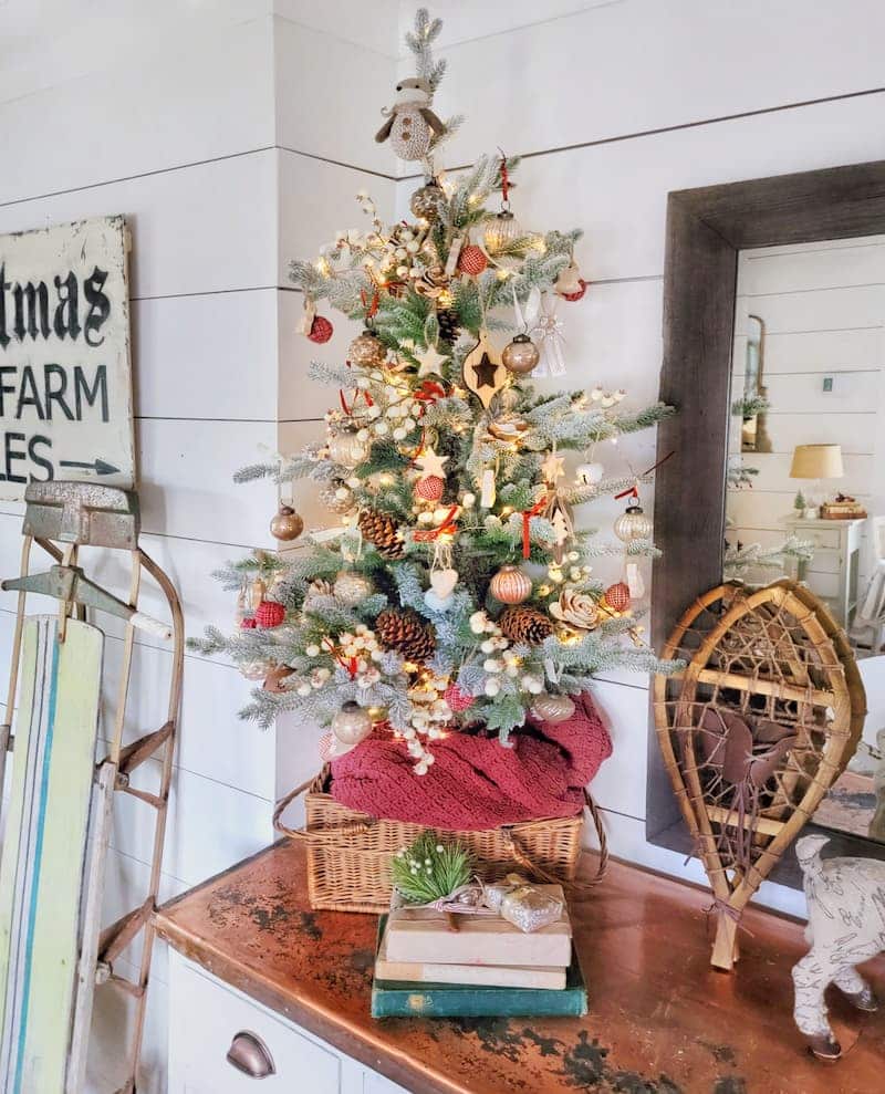 vintage Christmas decor mini tree