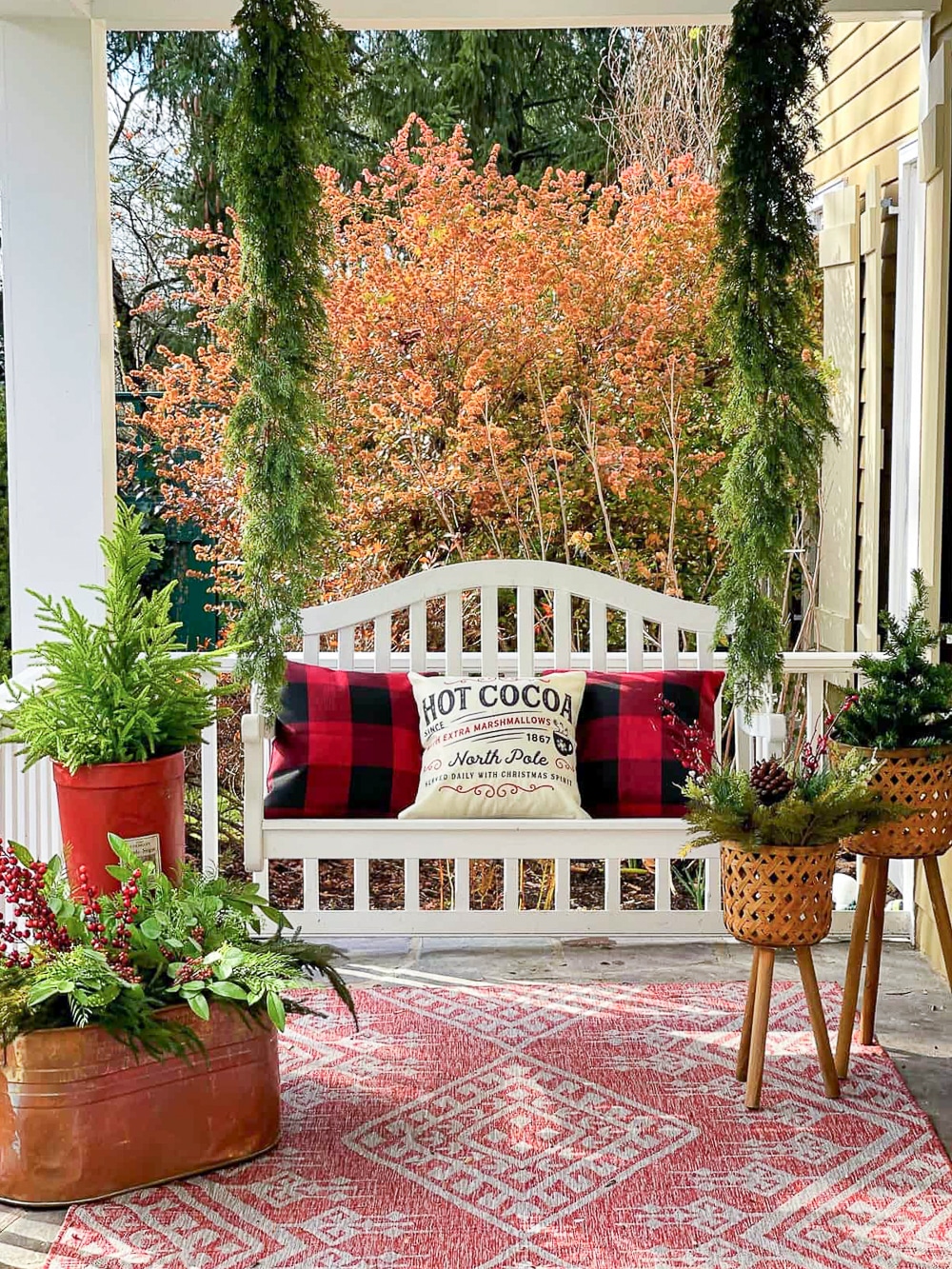Christmas porch with swing