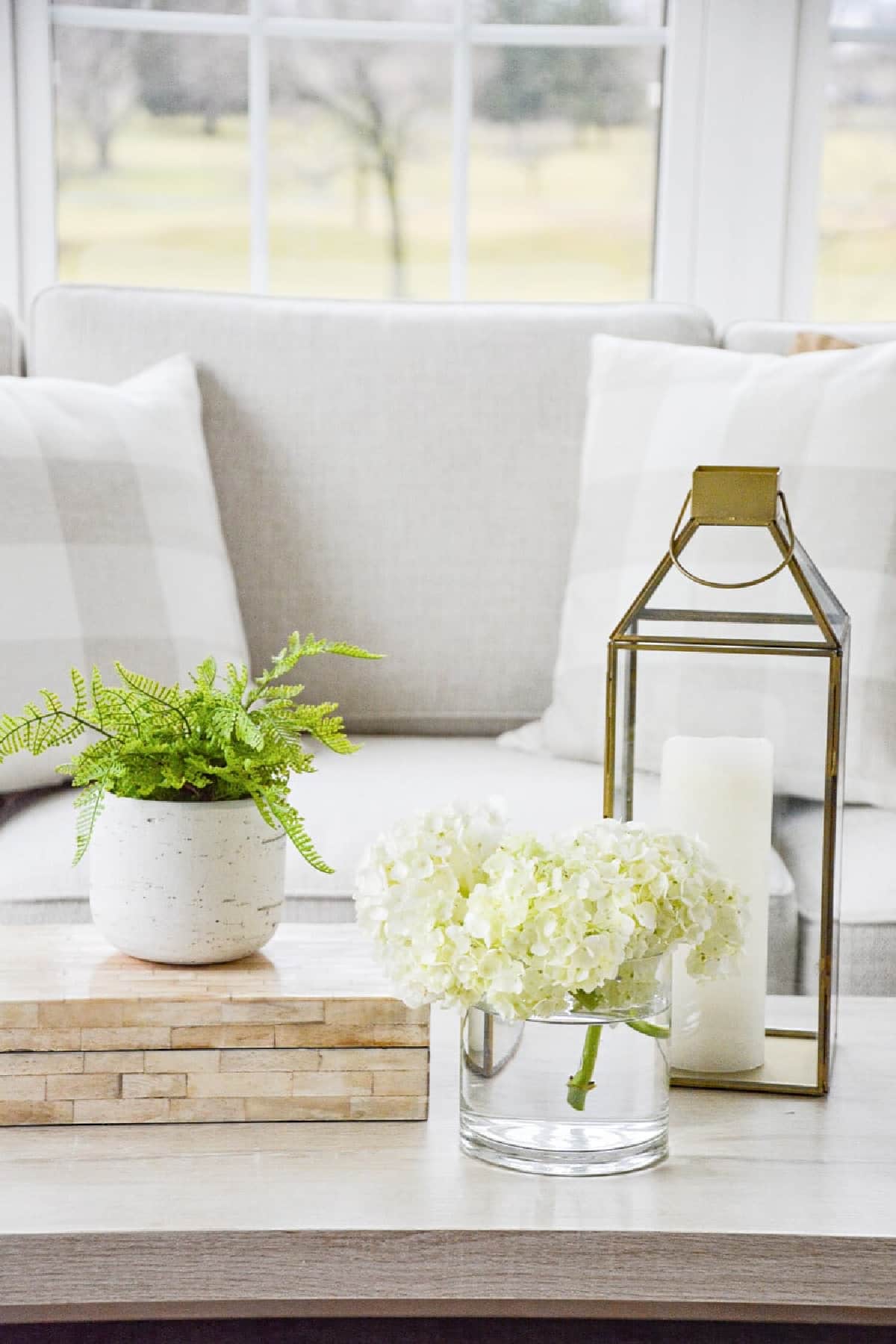 COFFEE TABLE WITH A TRIO OF ITEMS