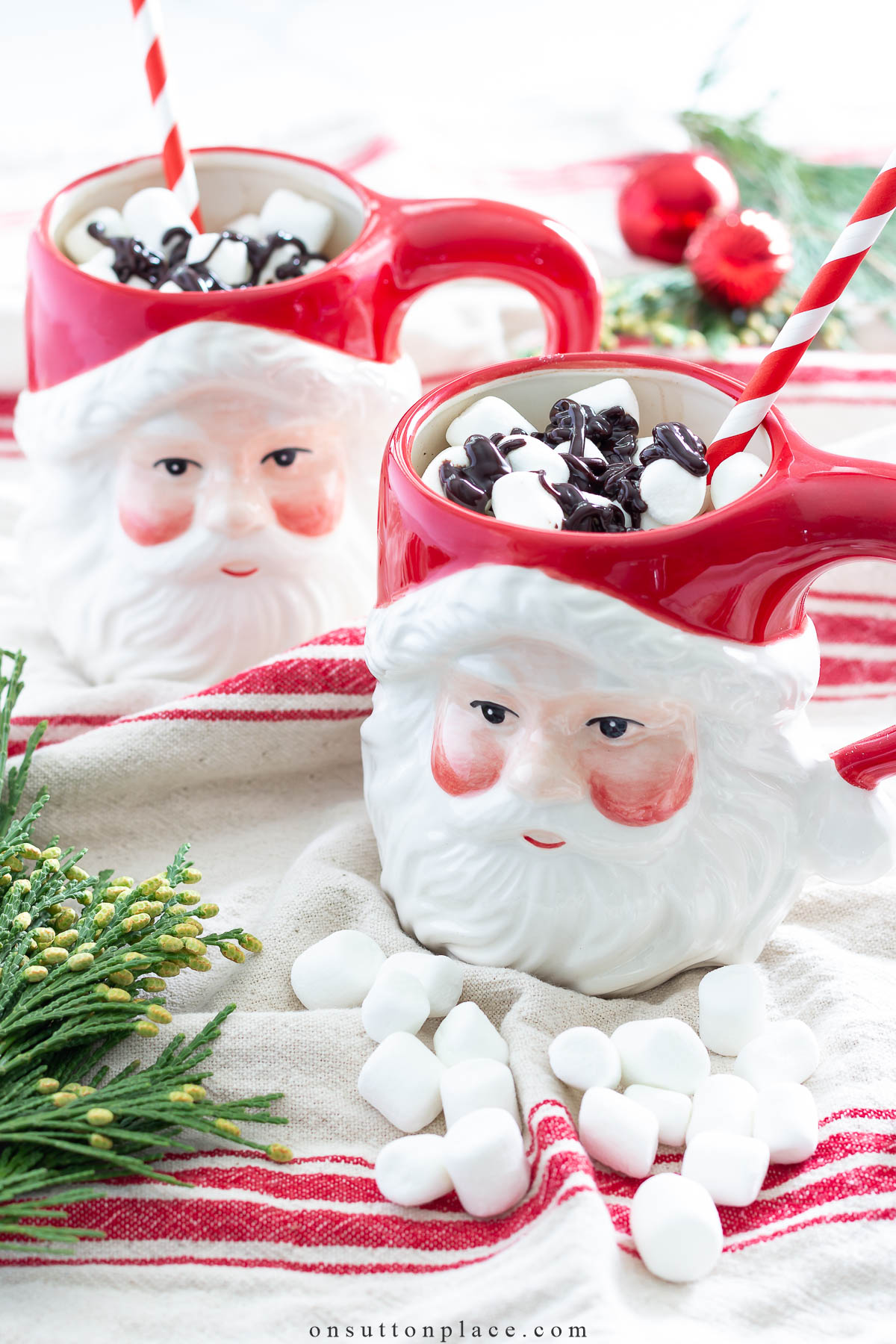hot chocolate recipe in santa mugs