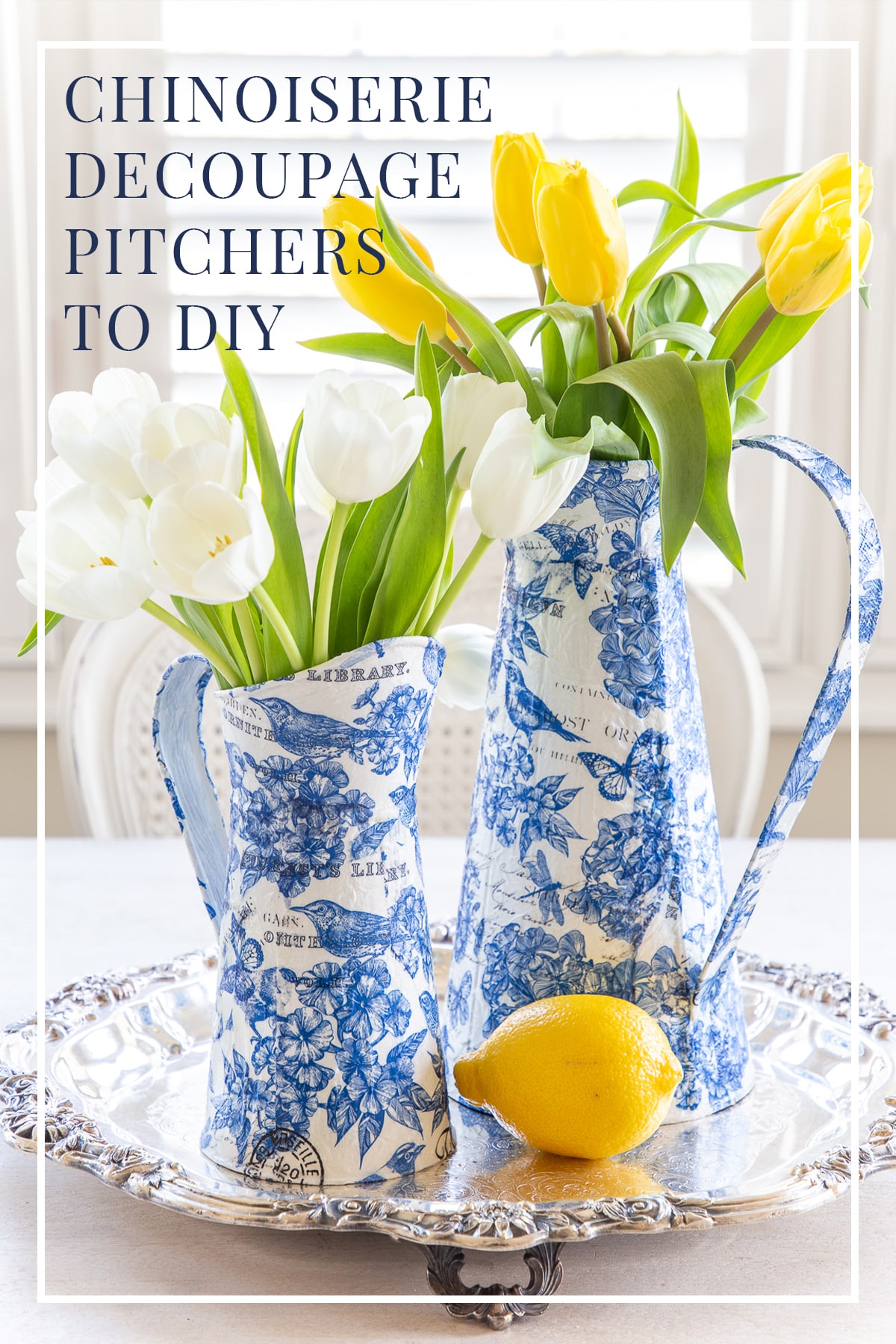 blue and white chinoiserie decoupage