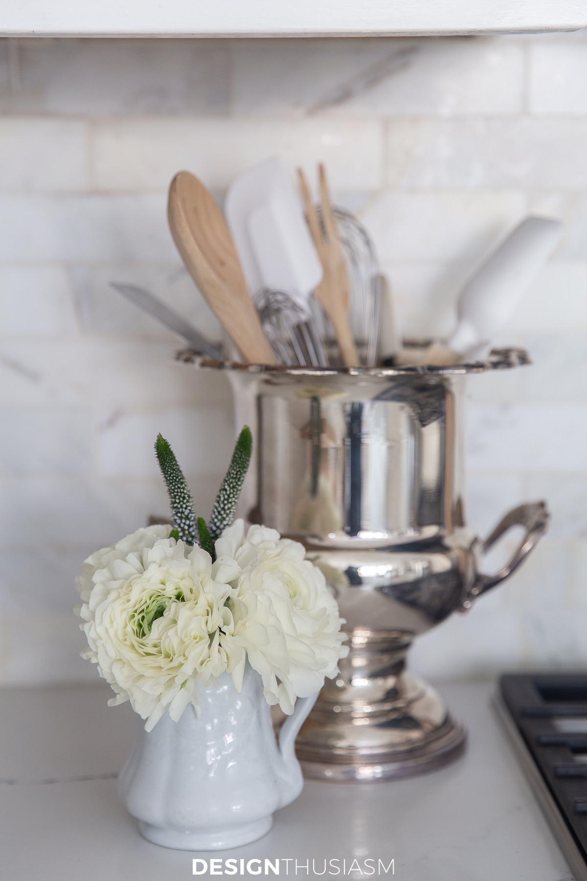 kitchen counter organization ice bucket for utensils