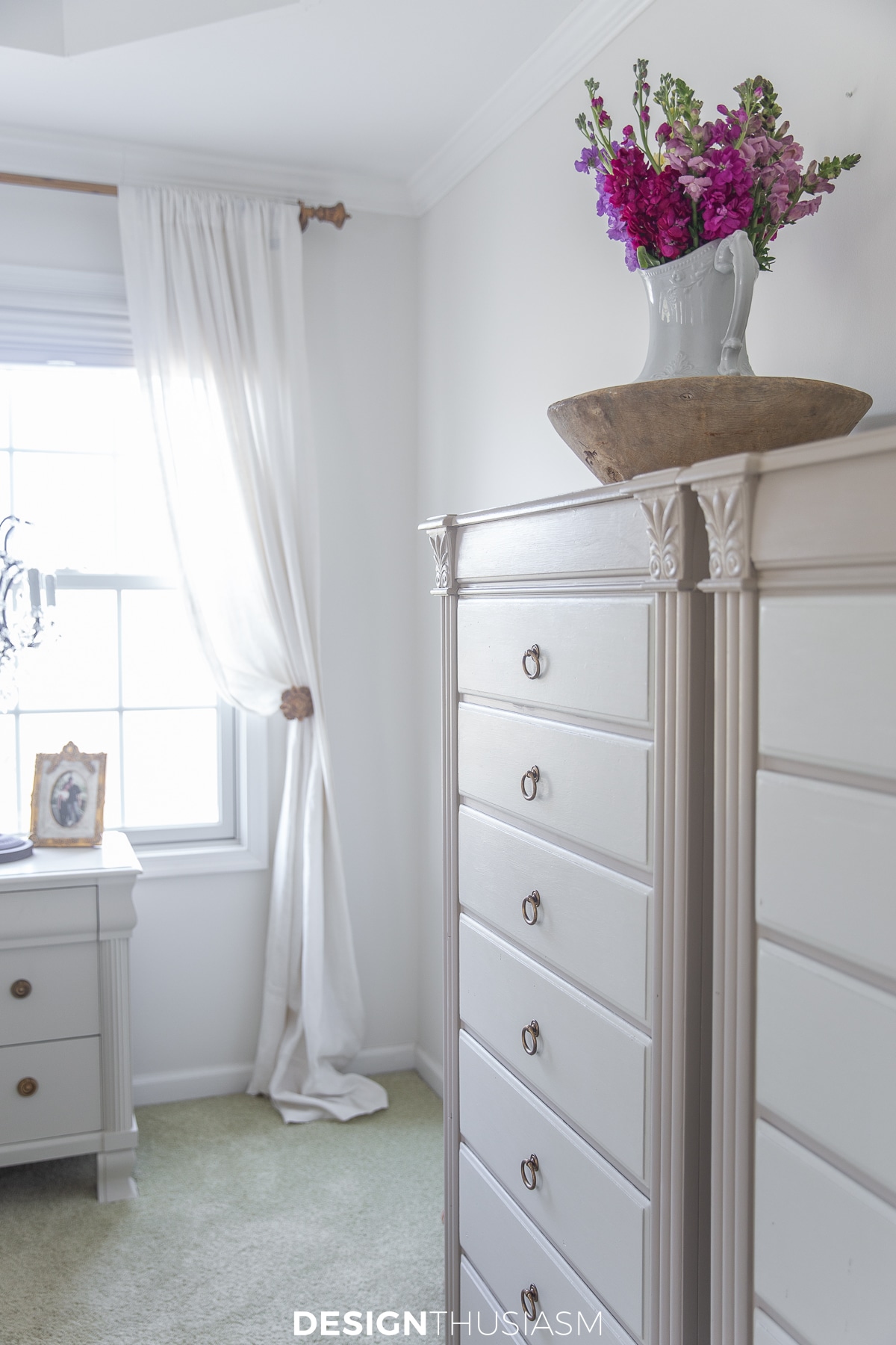chalk painted tall chests in the bedroom