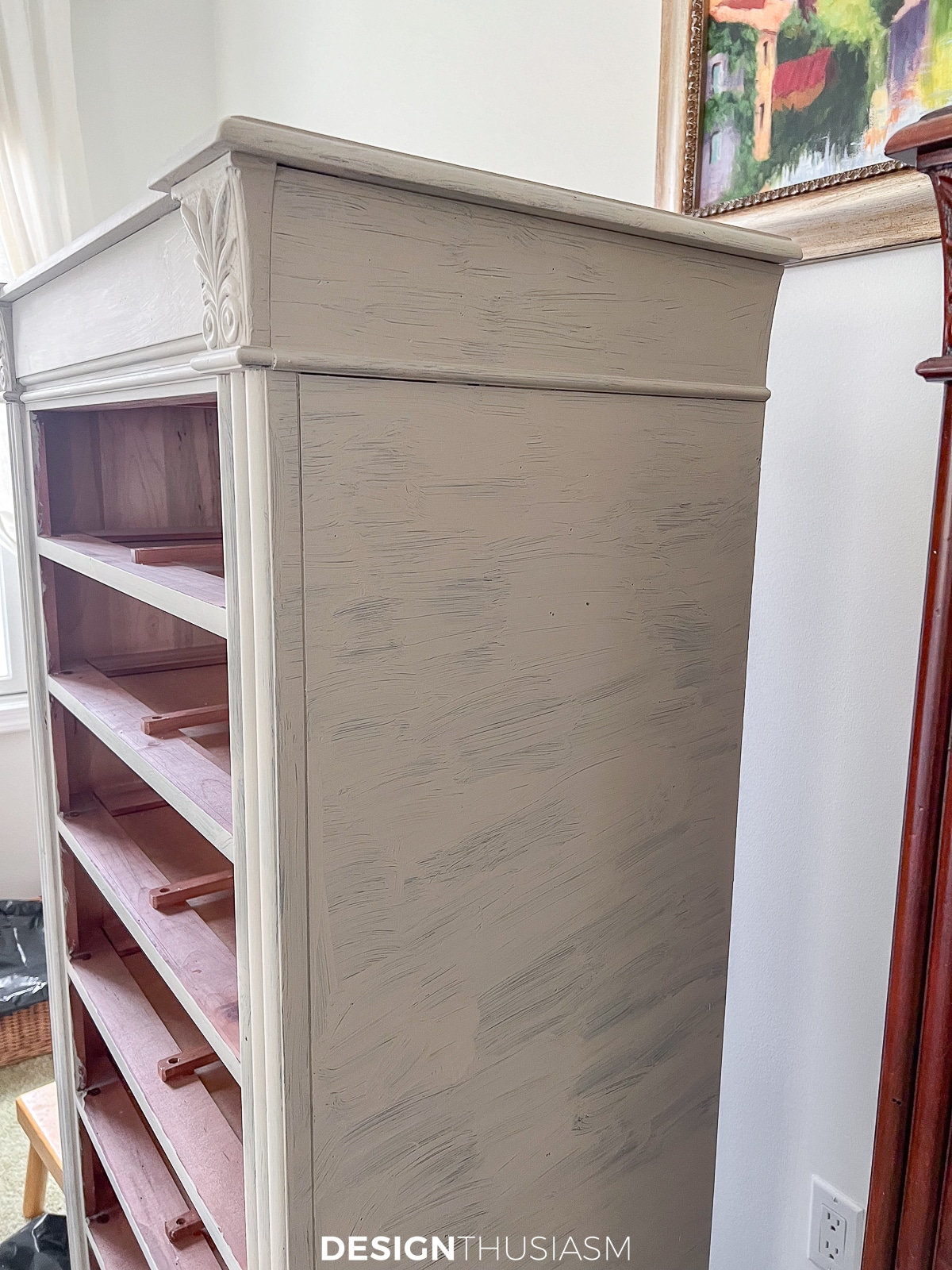 first coat on chalk painted tall chests