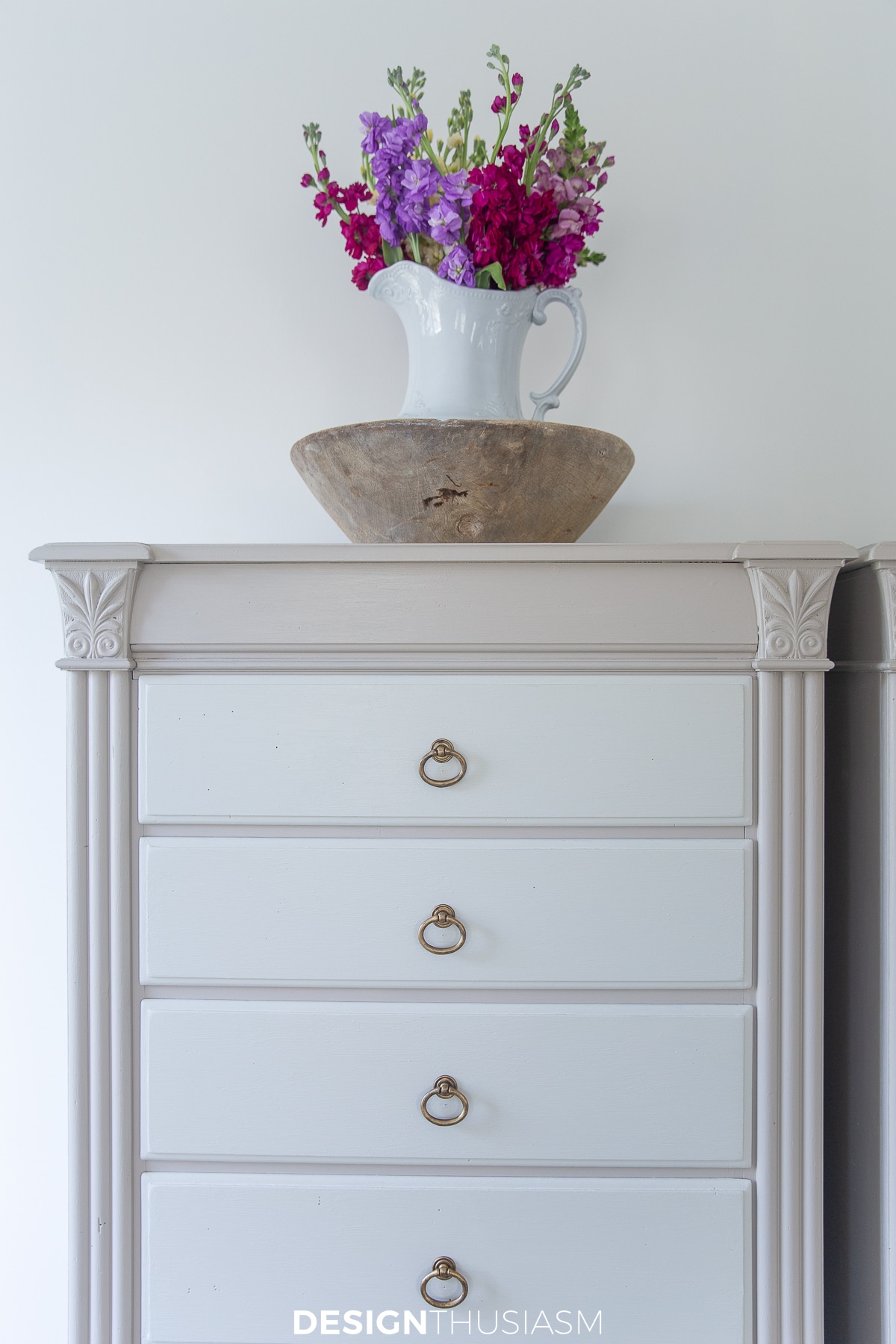 two-tone chalk painted tall chest
