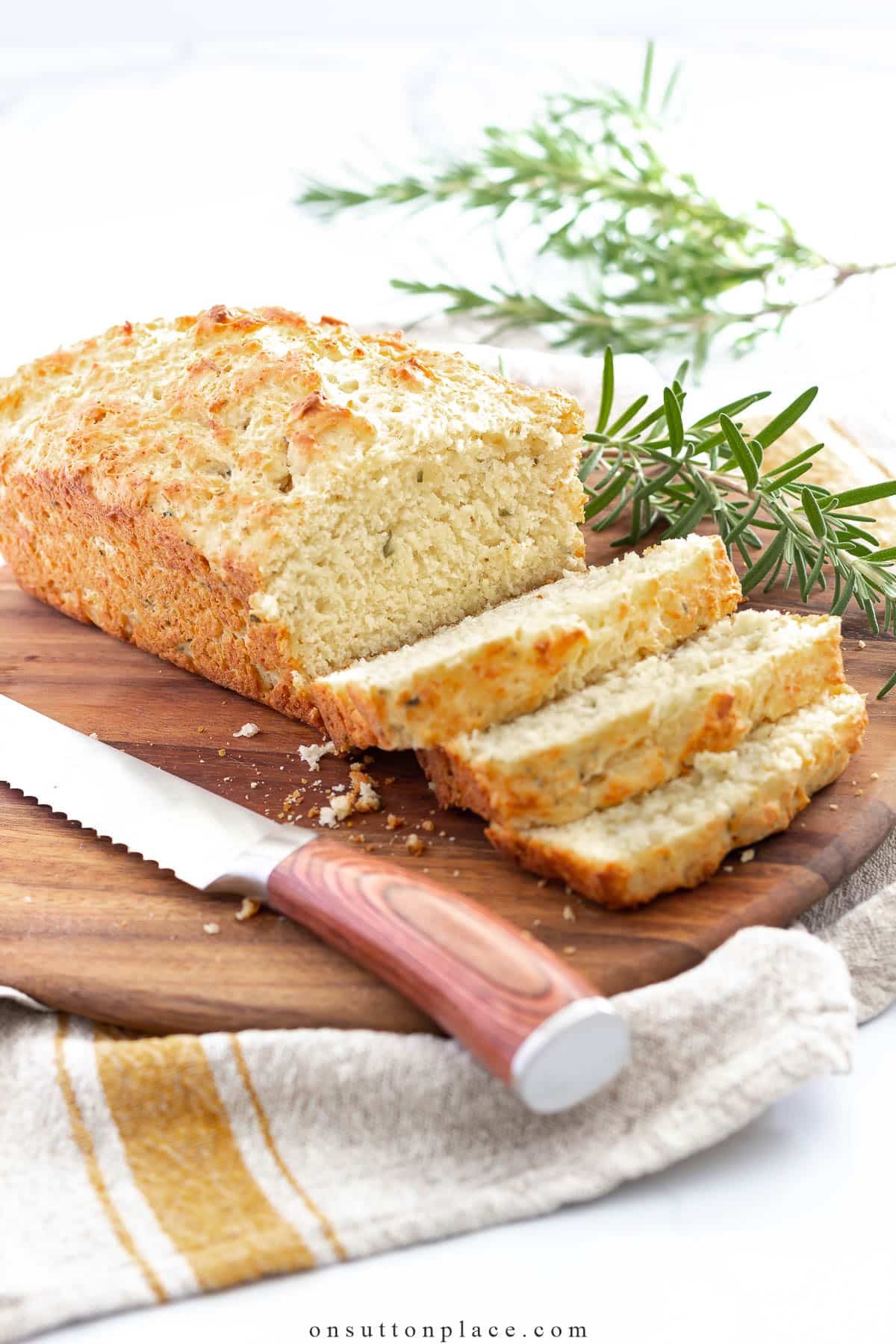 sliced loaf of rosemary bread