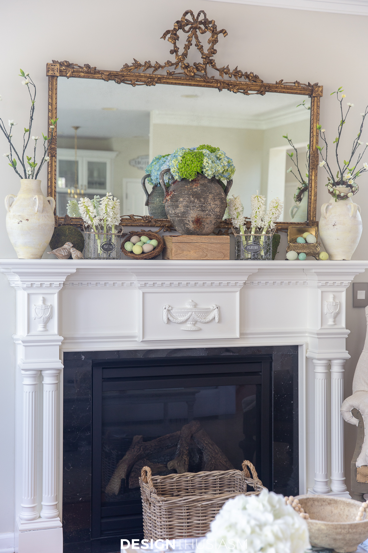 spring mantel in the family room