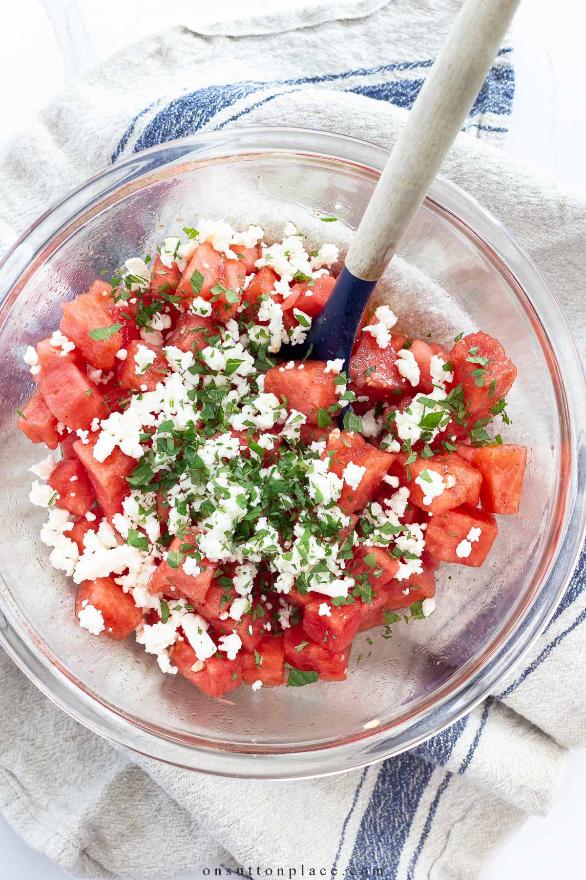 watermelon with mint and feta