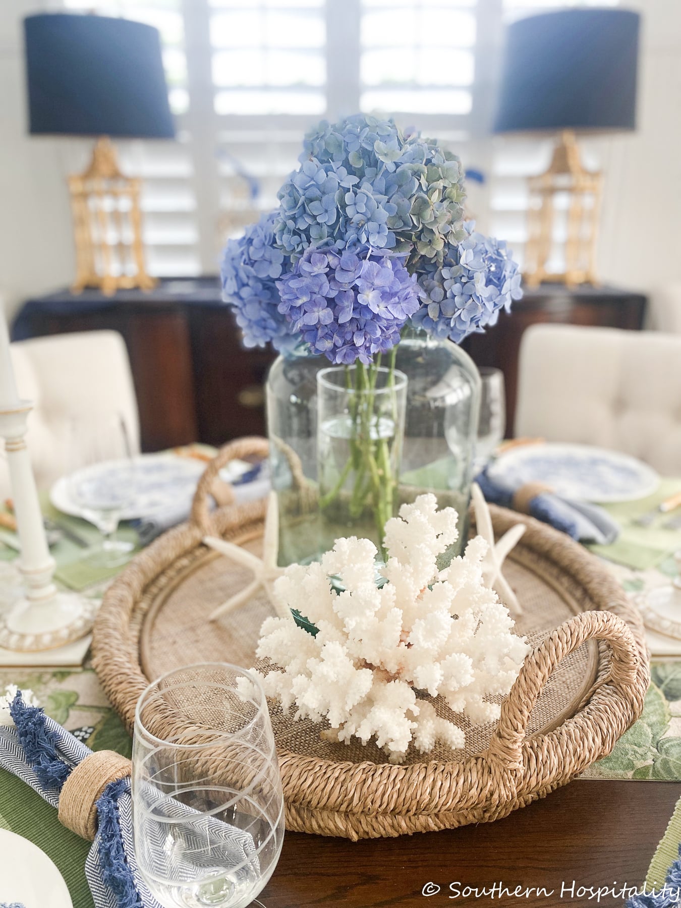 Summer Decorating with Blue Hydrangeas